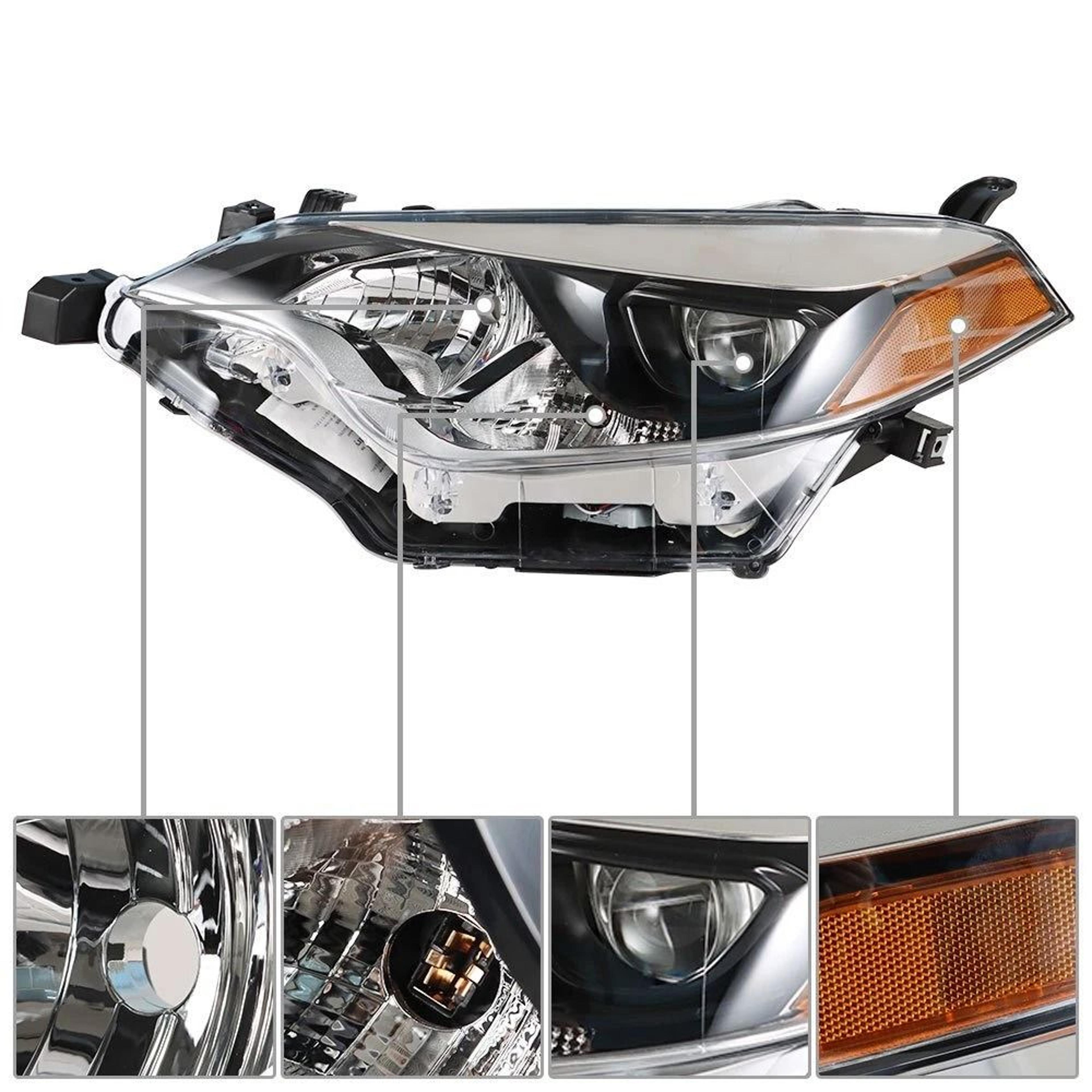 Premium Headlight For Toyota Corolla Driver Side Clear Housing 6