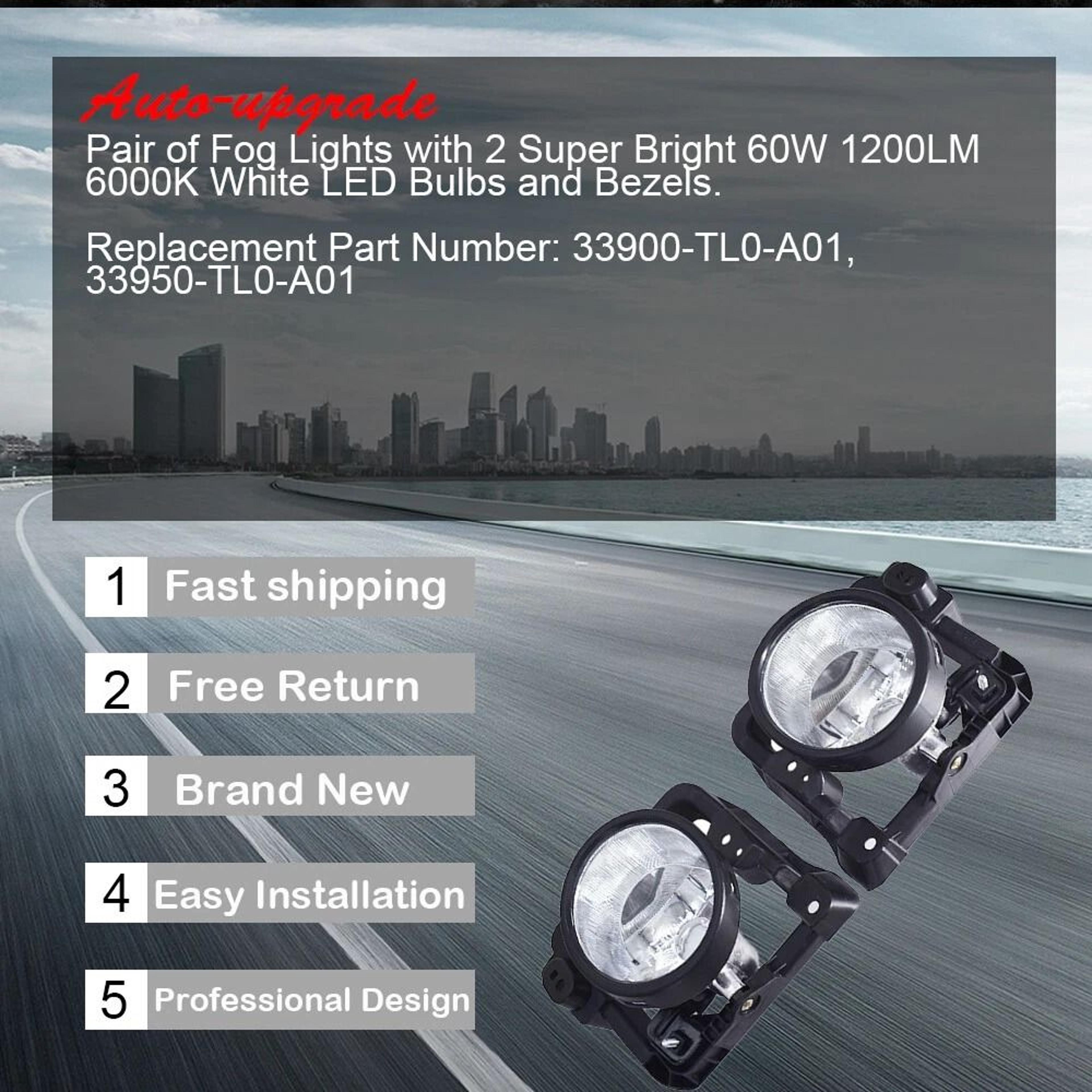 Premium Front Fog Lamp Assembly For Acura TSX With Bulbs Direct Fit Replacement 8