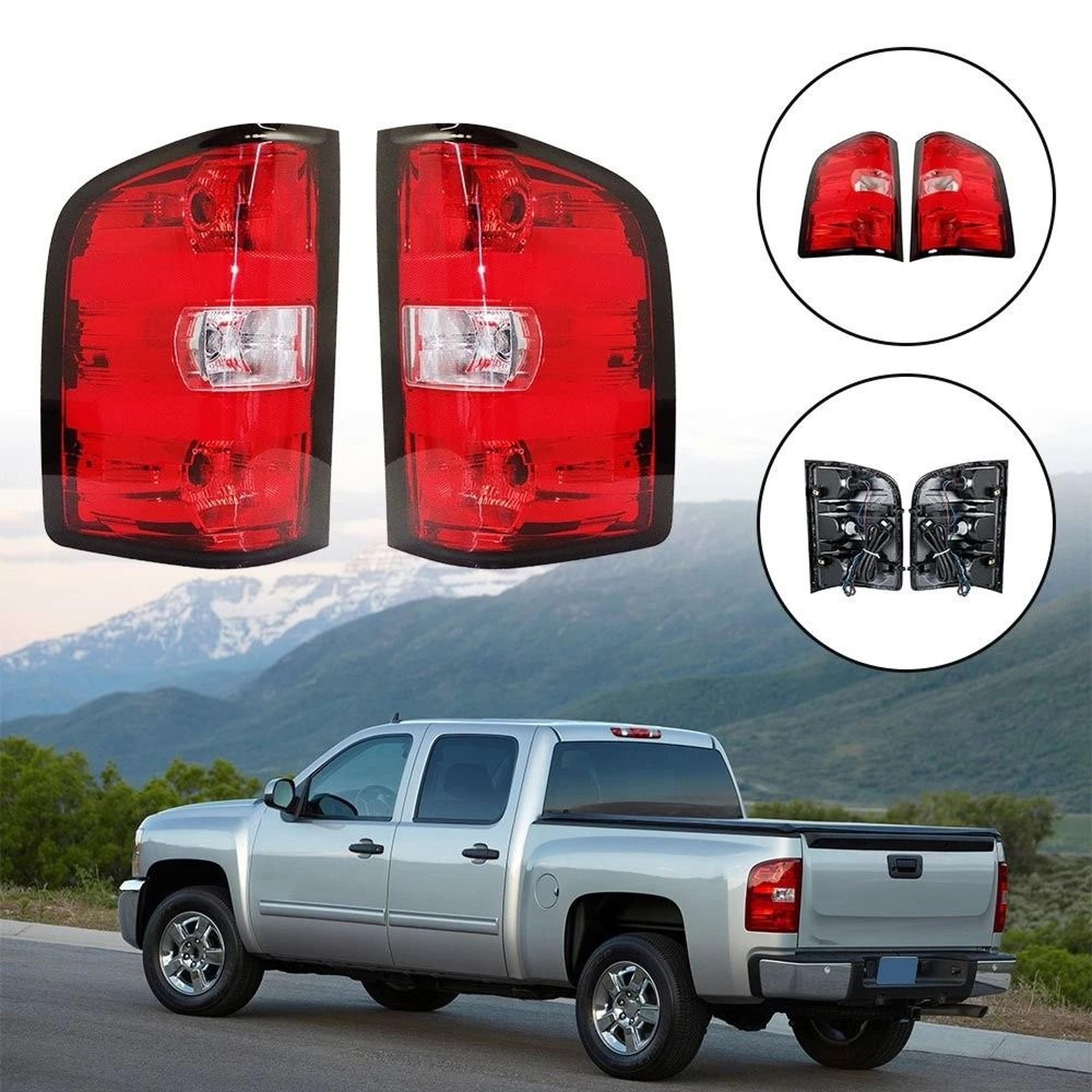 chevy silverado tail light assembly pair with bulb and harness