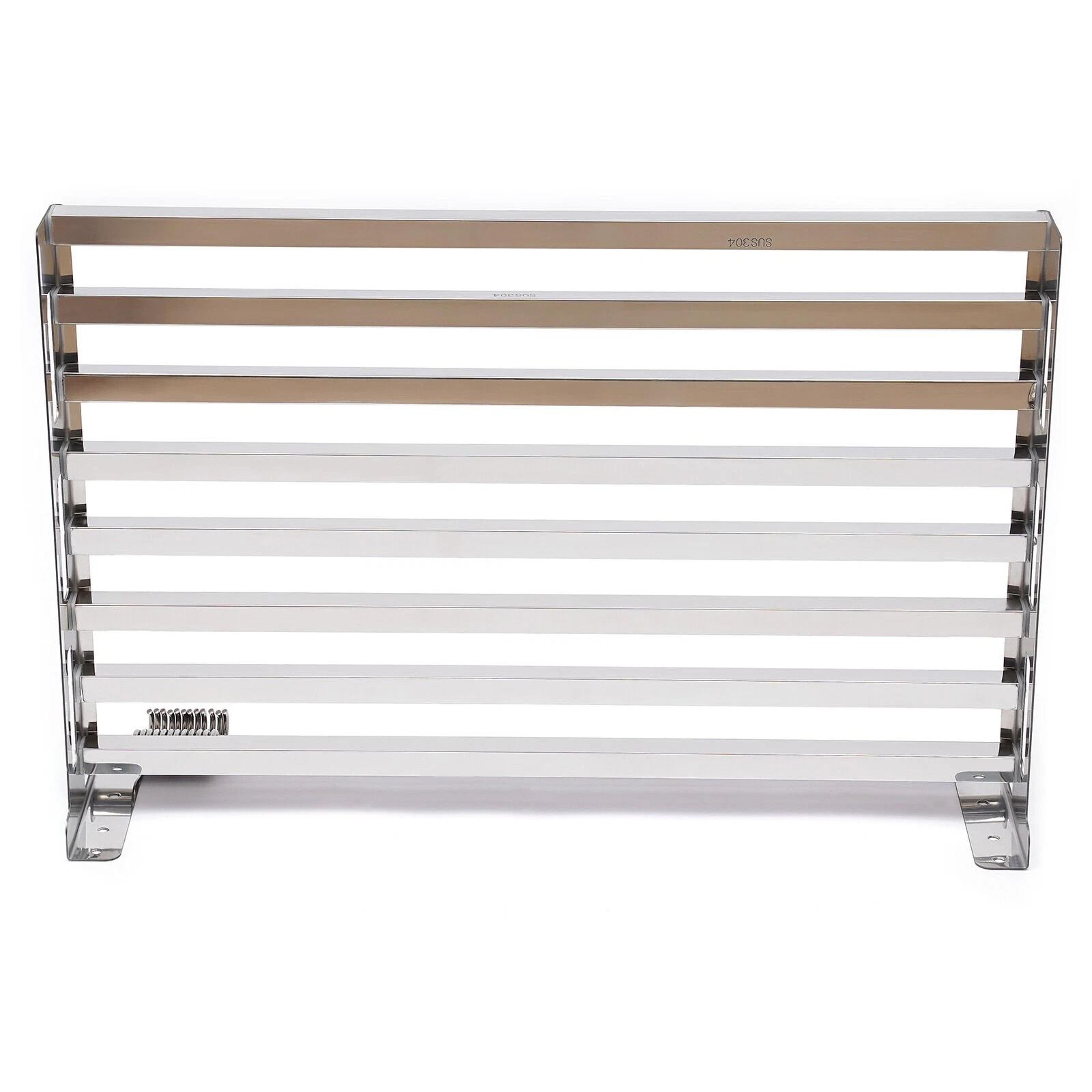Wall Mount Microwave Shelf Stainless Steel Kitchen Storage Rack With 12 Hooks 1