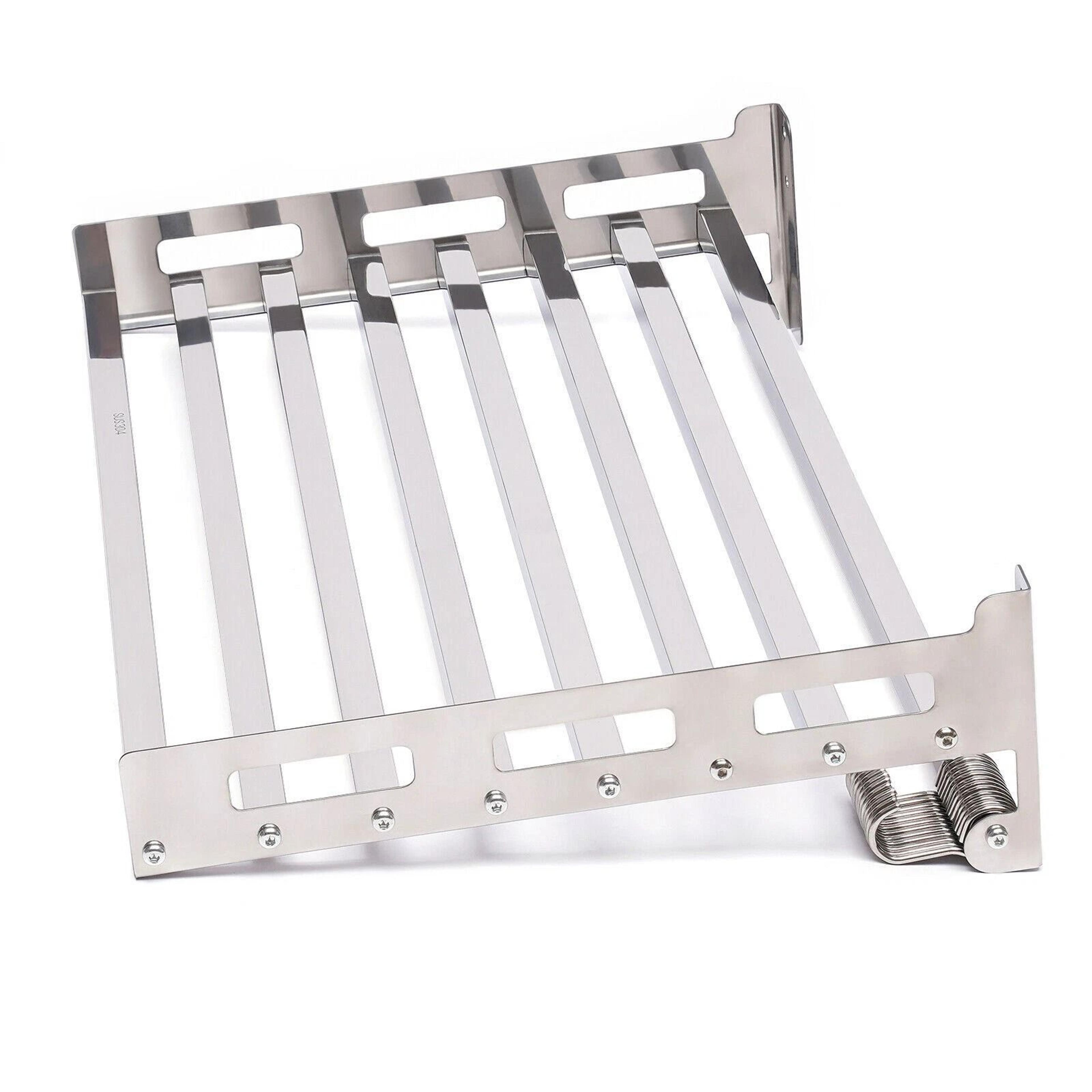 Wall Mount Microwave Shelf Stainless Steel Kitchen Storage Rack With 12 Hooks 7