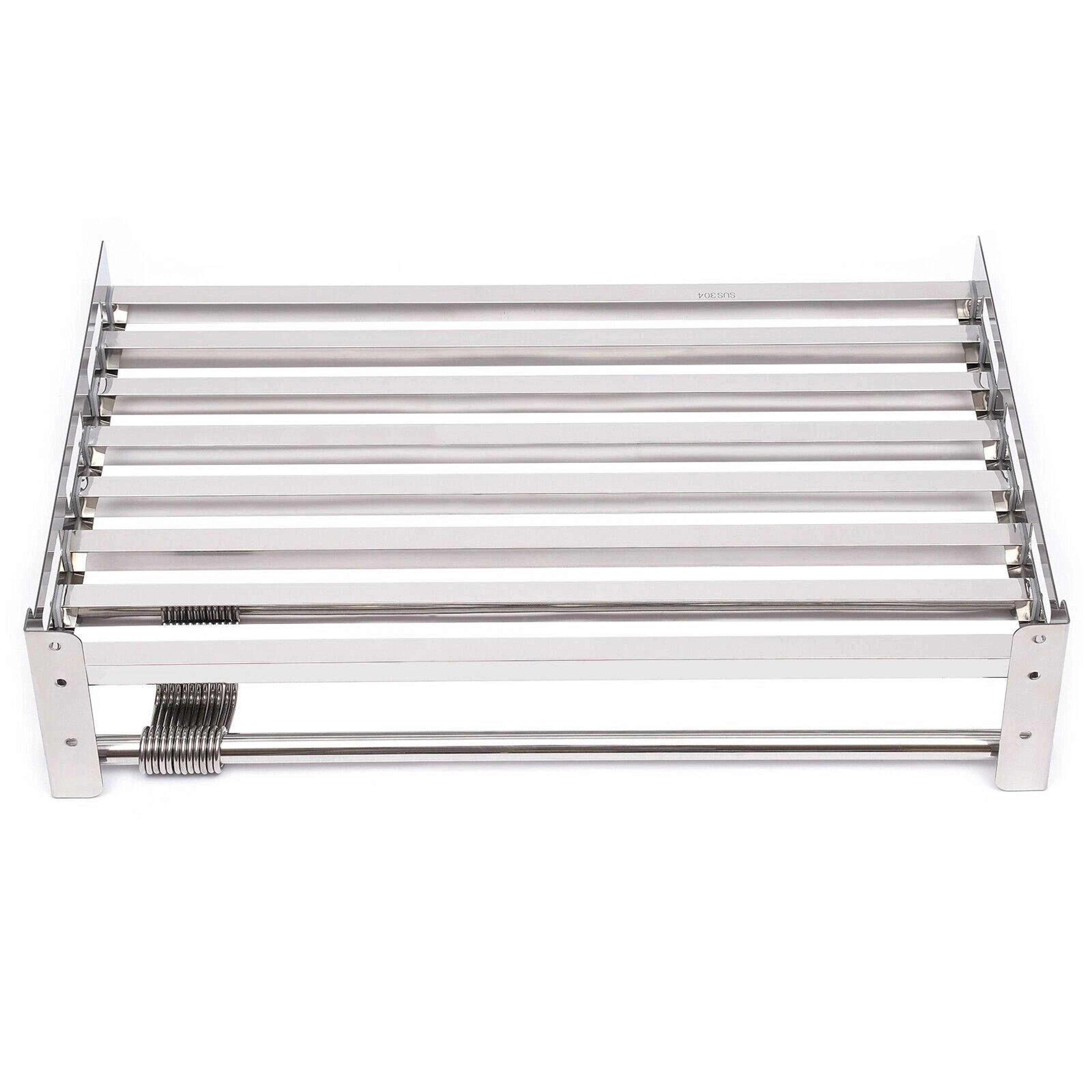 Wall Mount Microwave Shelf Stainless Steel Kitchen Storage Rack With 12 Hooks 9