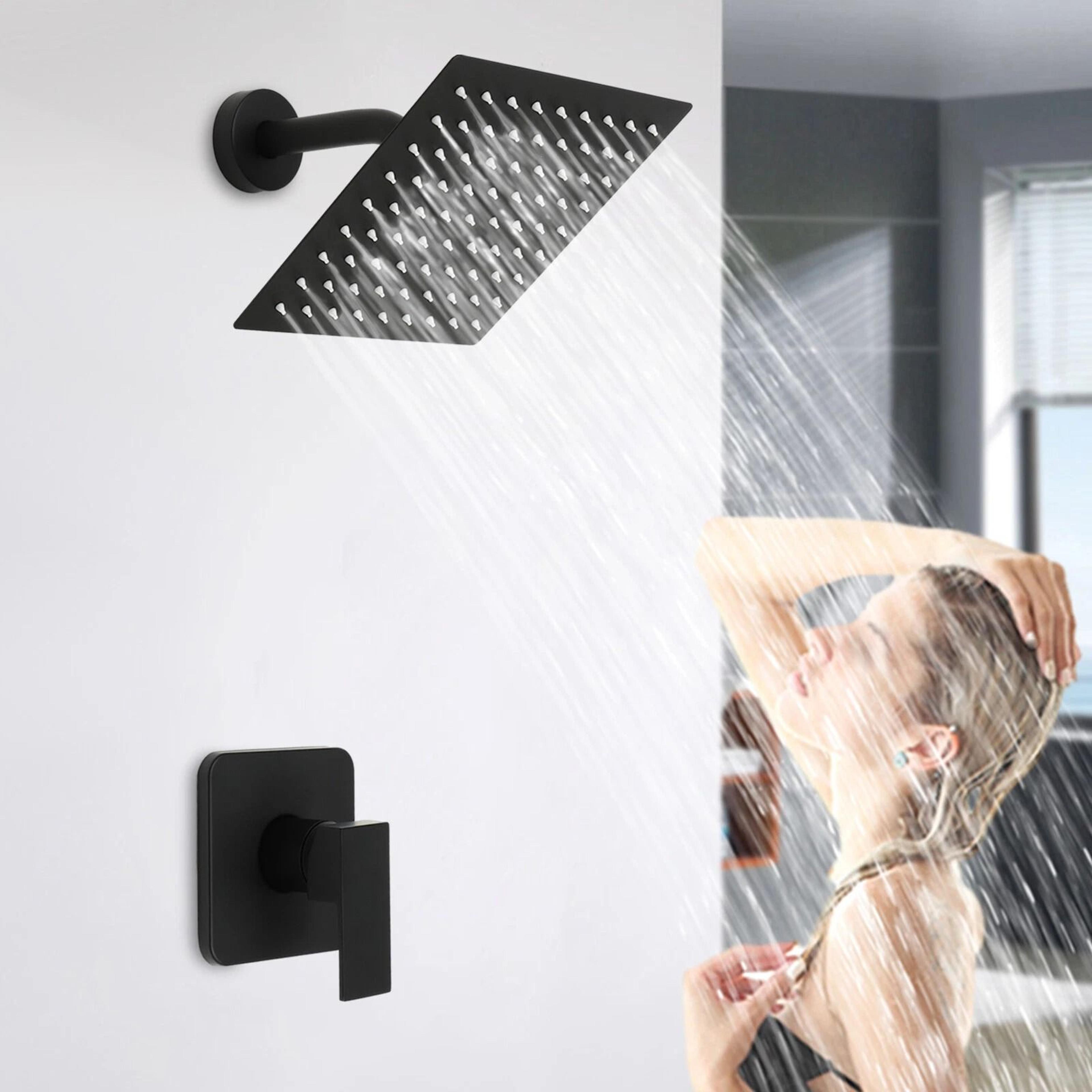 premium matte black rain shower system modern black shower faucet set with shower trim kit & valve