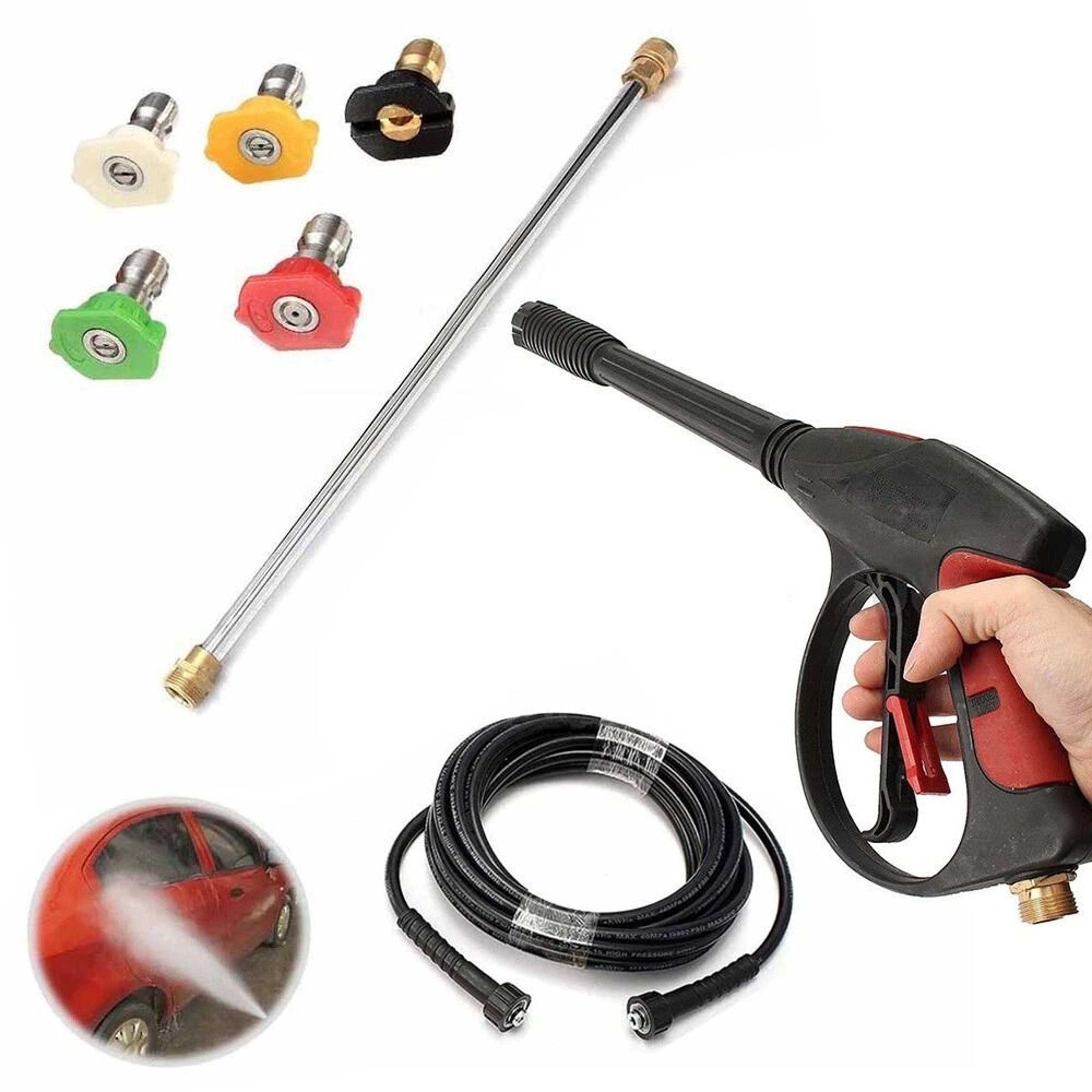 premium high pressure power washer spray gun wand hose kit with 5 nozzle tips
