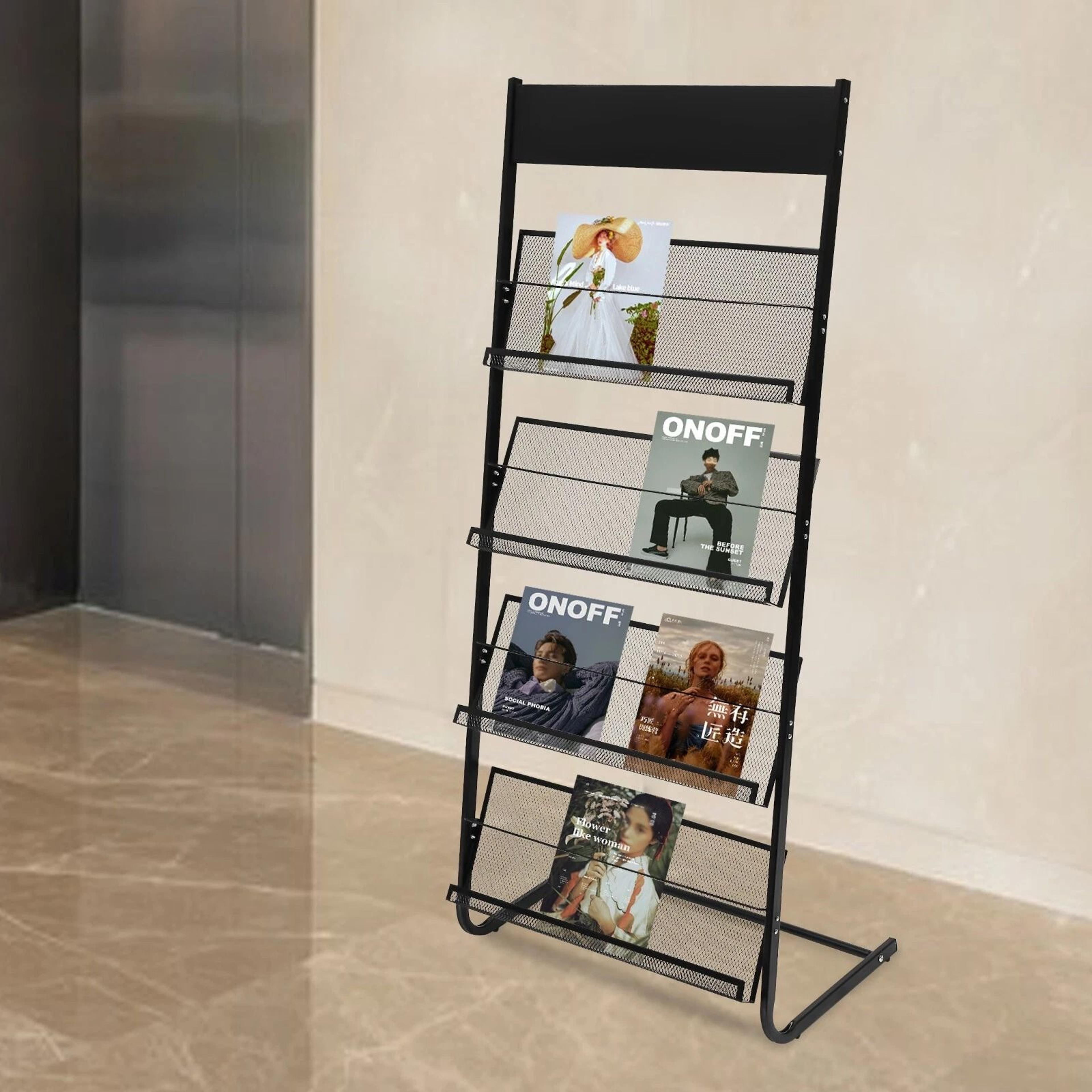premium magazine rack & literature holder for office and home organization