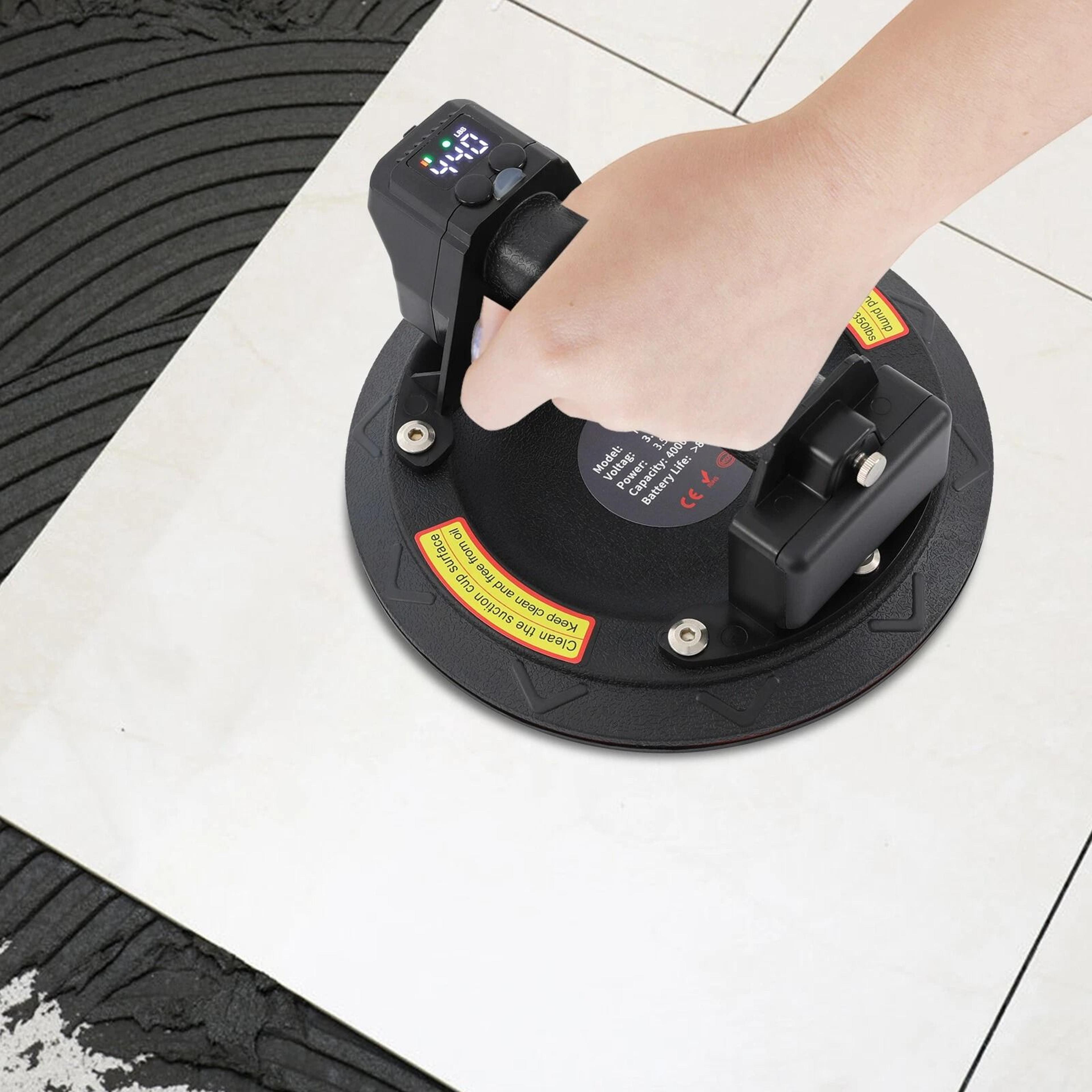 premium electric vacuum suction cup lifter with digital display & toolbox adaptor heavy duty suction tool