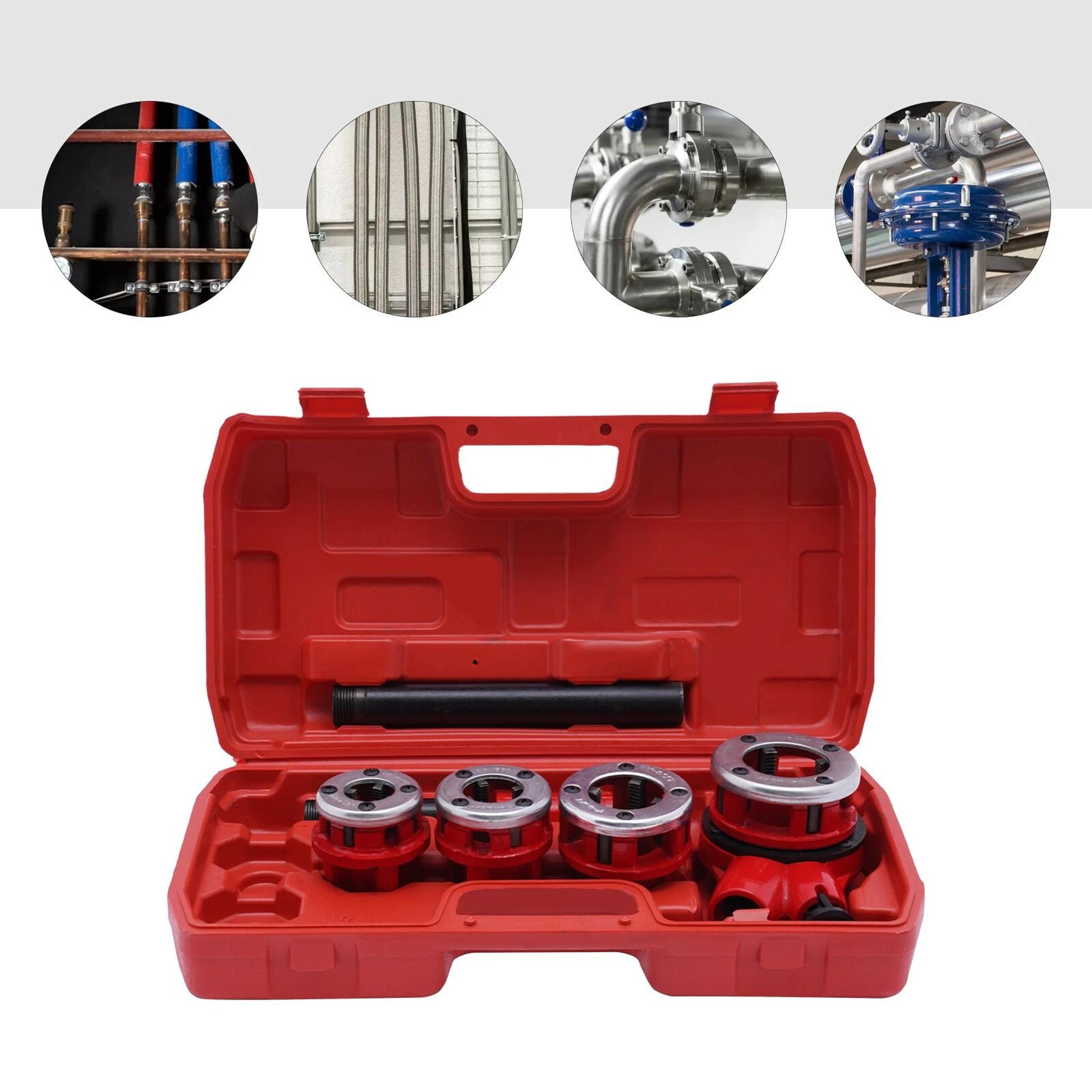 Heavy Duty Manual Pipe Threader Set With Ratchet Handle Threading Die Set 10