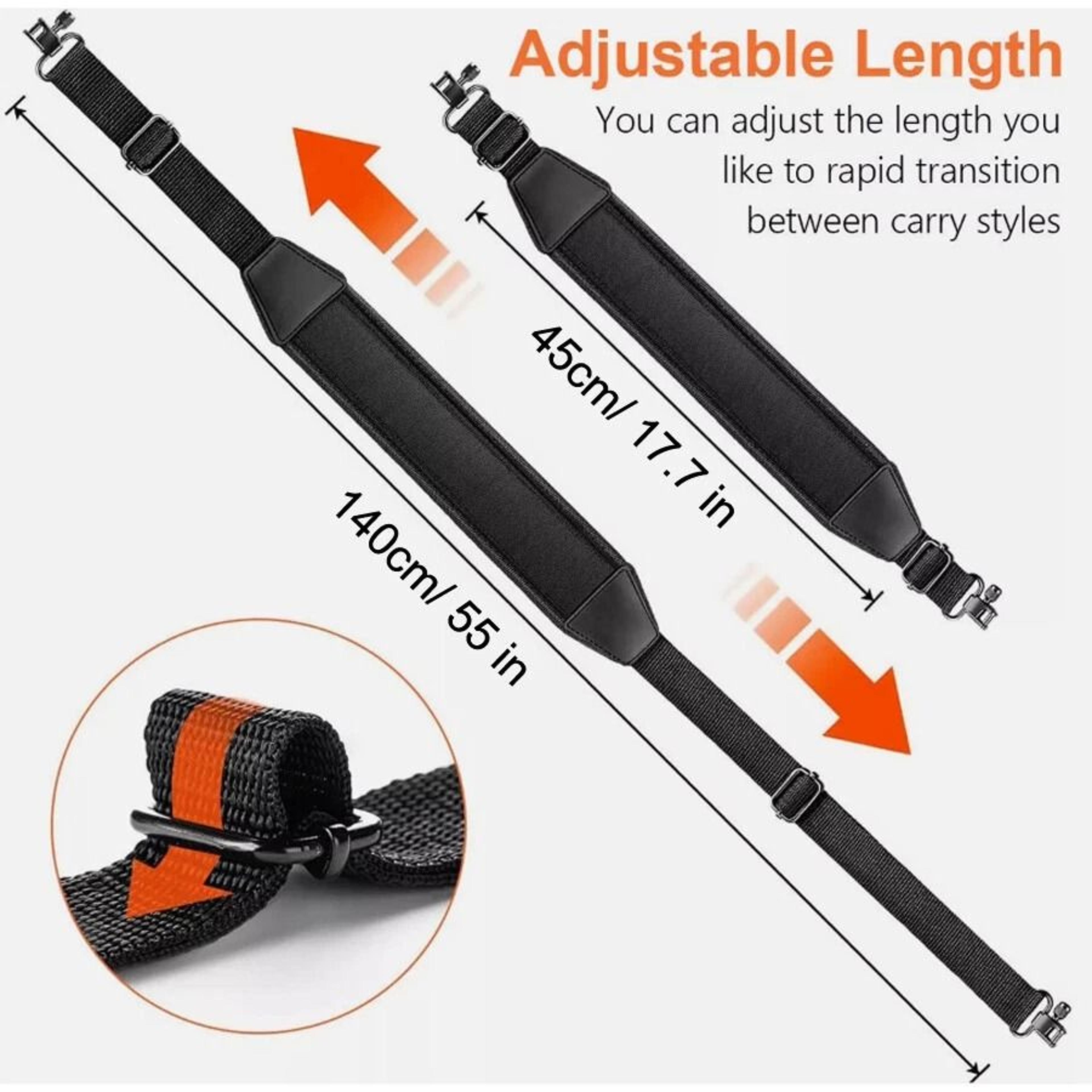Premium Tactical Point Rifle Sling Adjustable Neoprene Shoulder Sling With Swivels 8