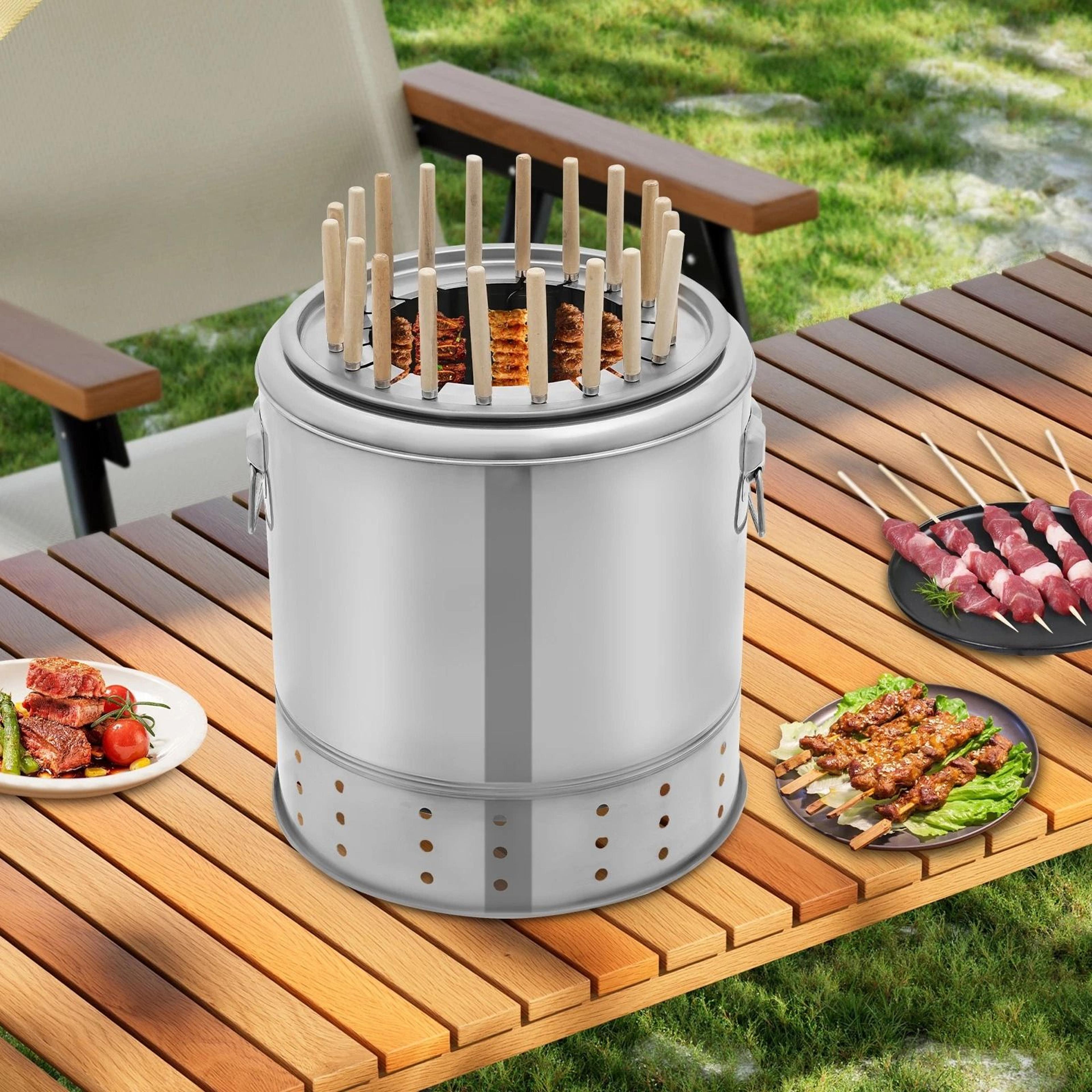 premium portable charcoal grill with skewers outdoor camping bbq grills
