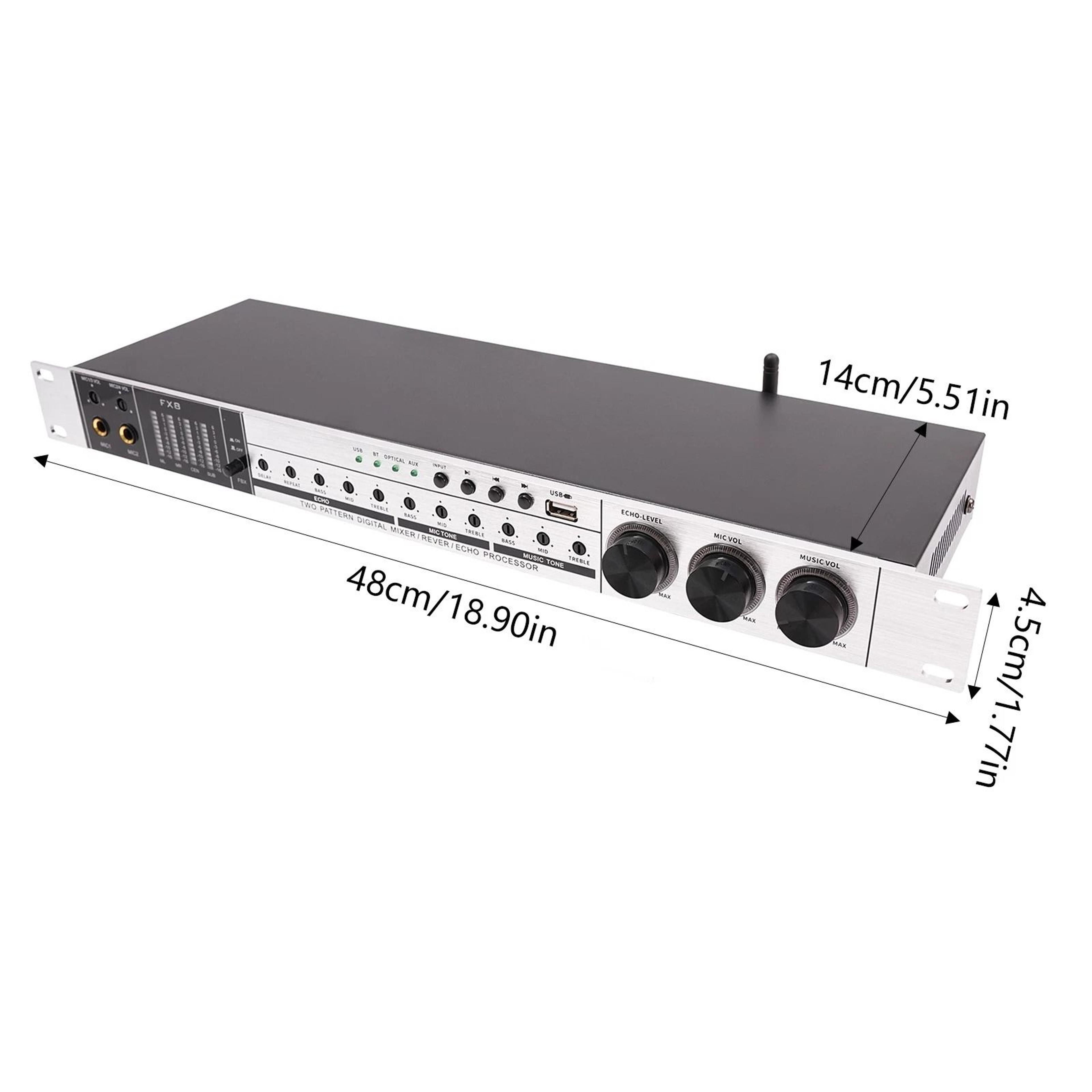 Professional Bluetooth Audio Processor Mixer Anti Howling Sound Control 15
