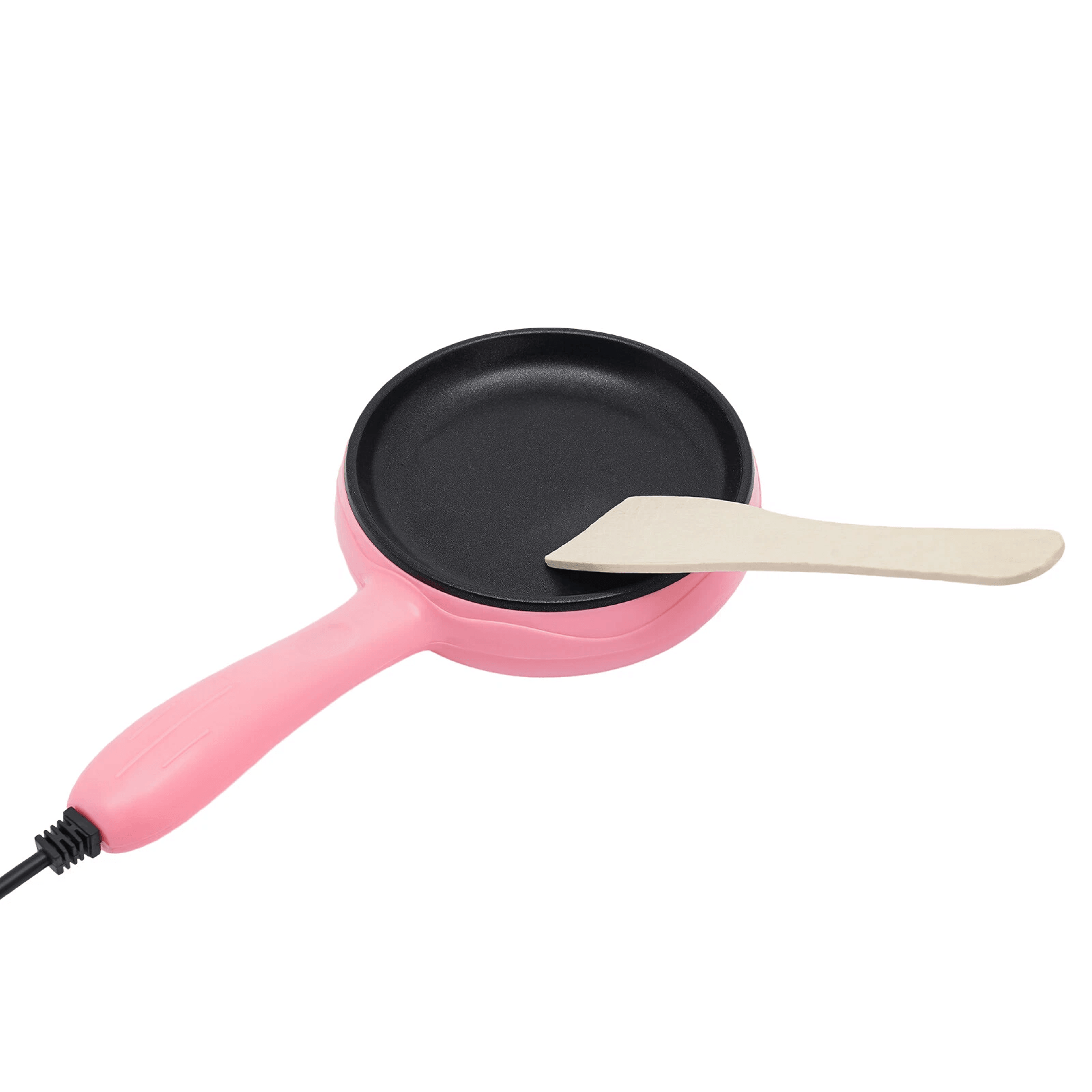Premium Pink Compact Electric Skillet Non Stick Mini Frying Pan With Wooden Spatula 13