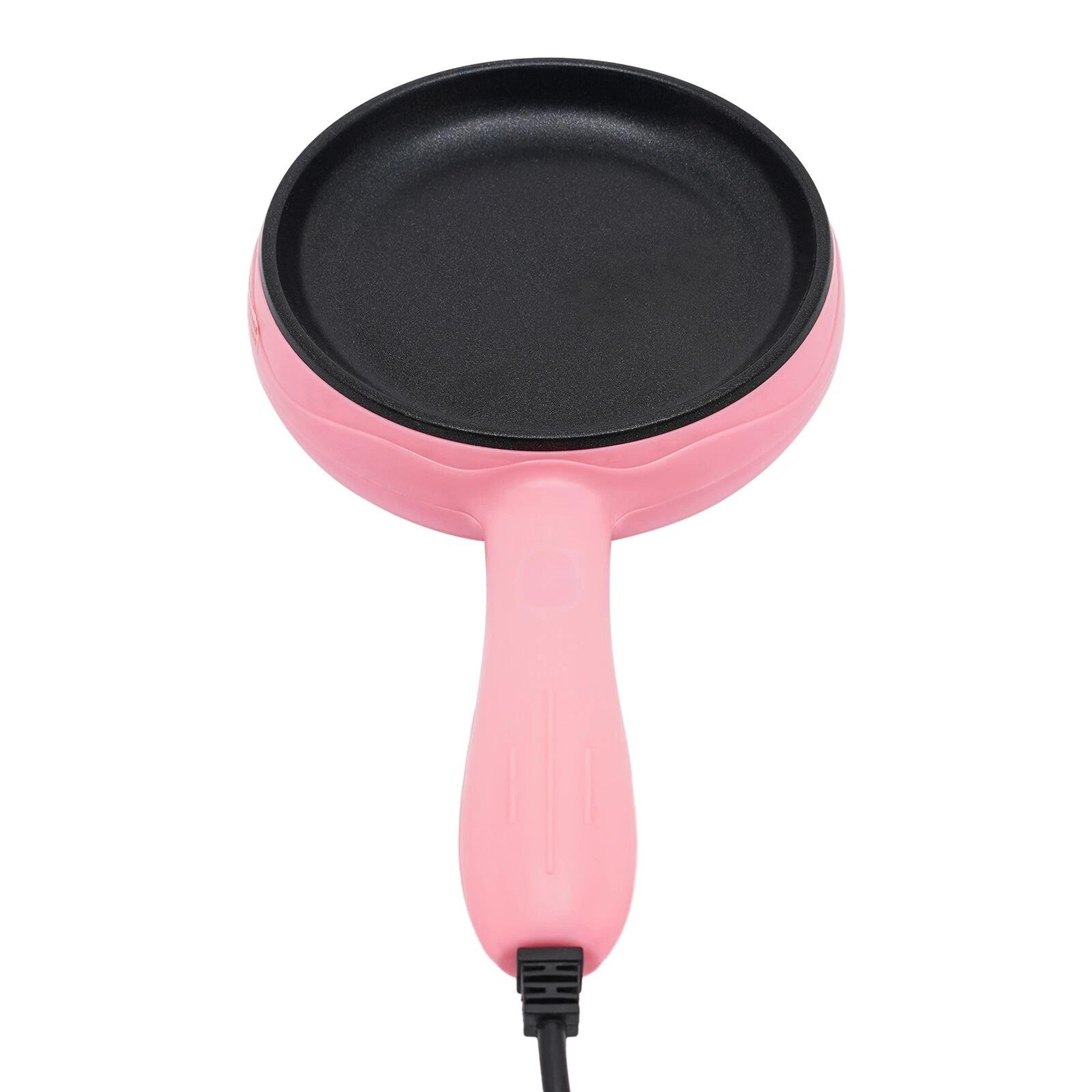 Premium Pink Compact Electric Skillet Non Stick Mini Frying Pan With Wooden Spatula 8