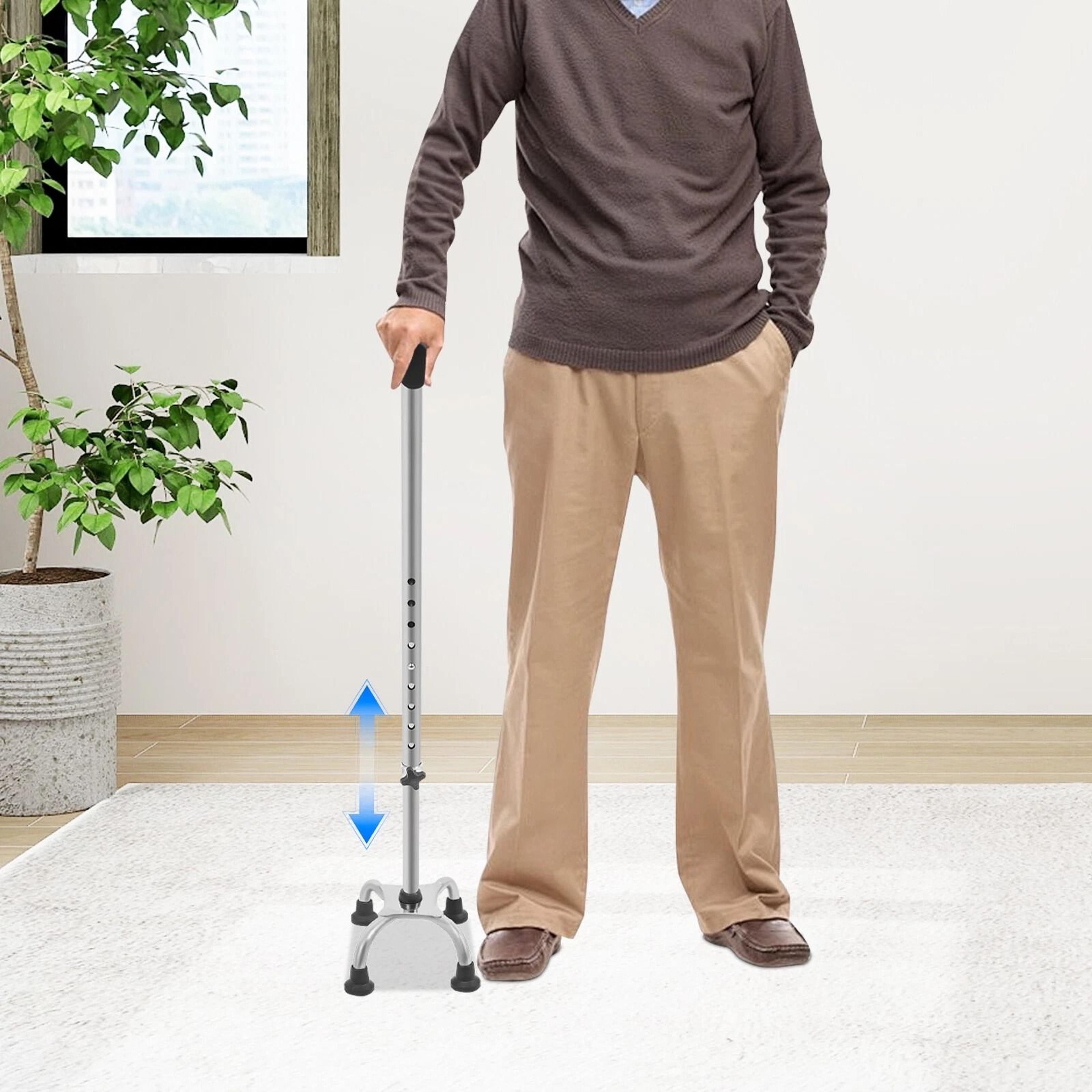 Premium Adjustable Walking Stick With Quad Cane 4 Legged Stability Support 1