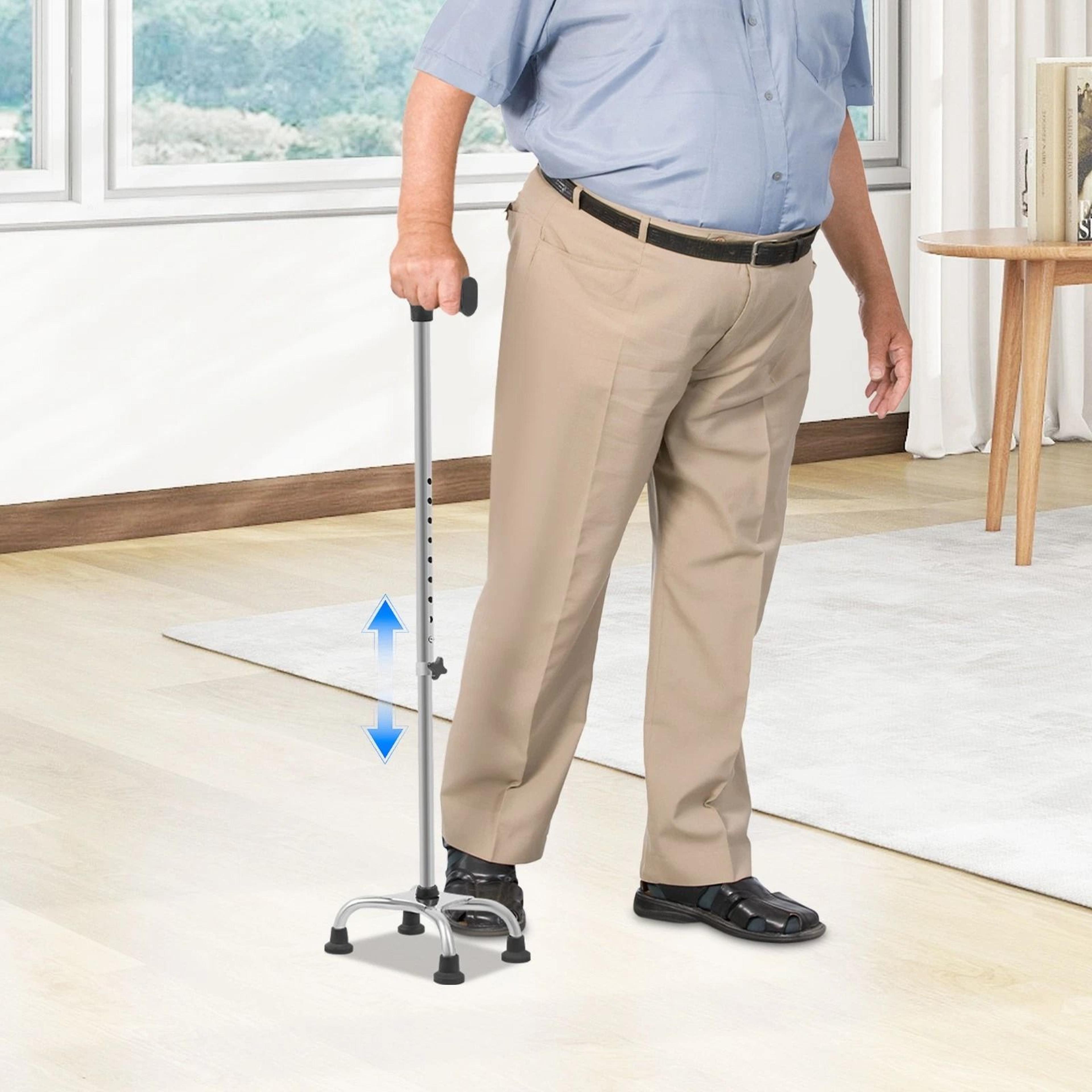 Premium Adjustable Walking Stick With Quad Cane 4 Legged Stability Support 2