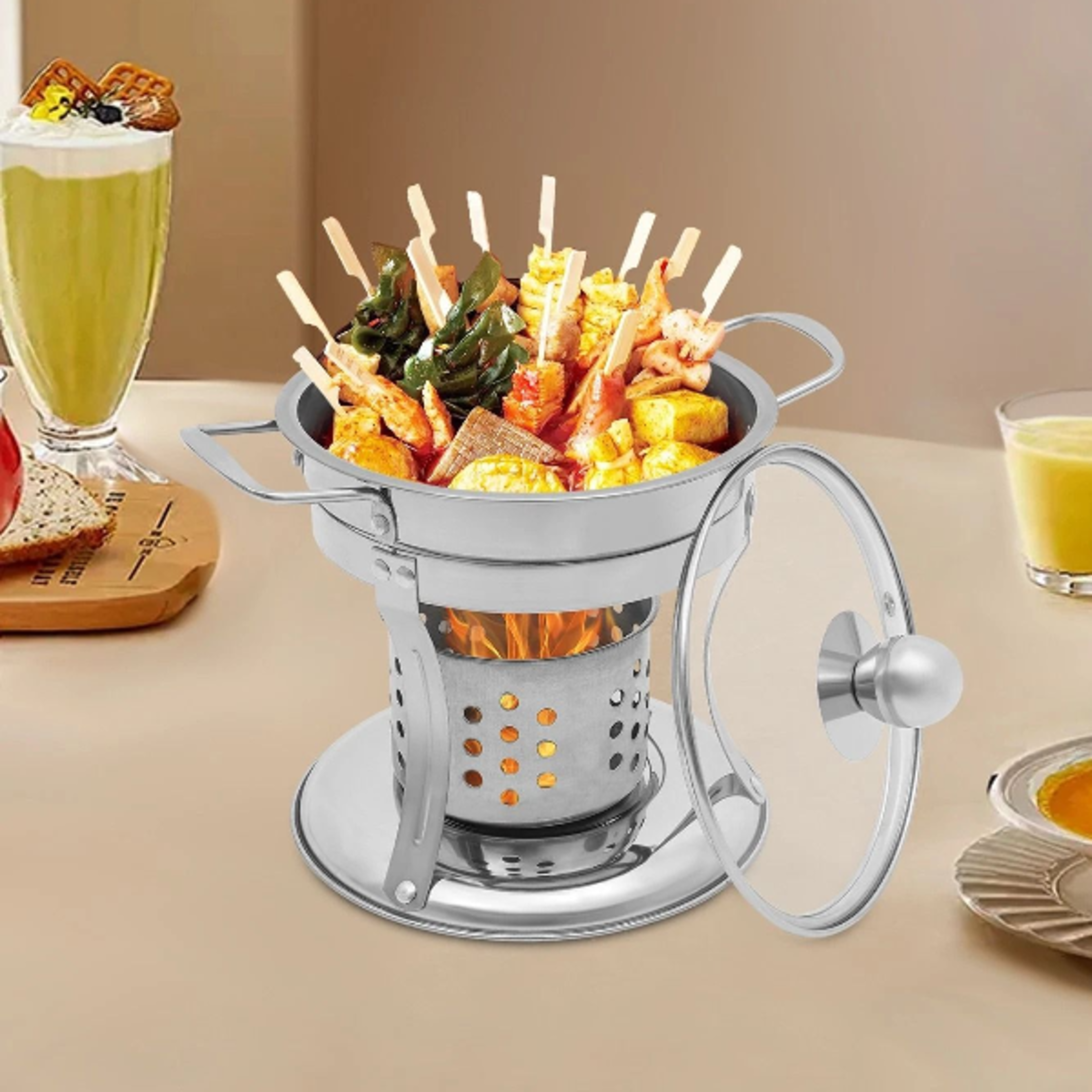 stainless steel mini hot pot chafing dish set for buffet serving