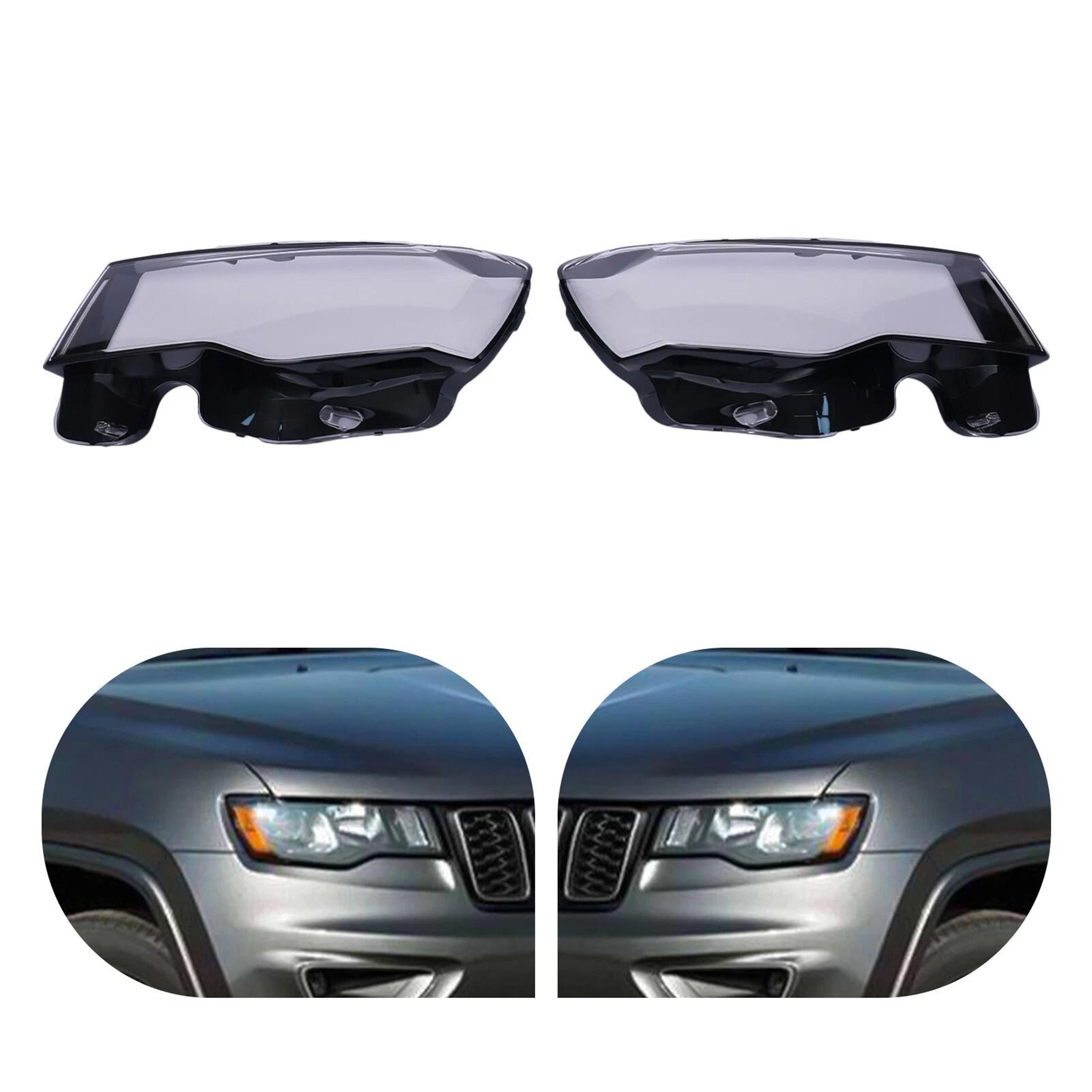 jeep grand cherokee headlight lens cover pair clear left right replacement