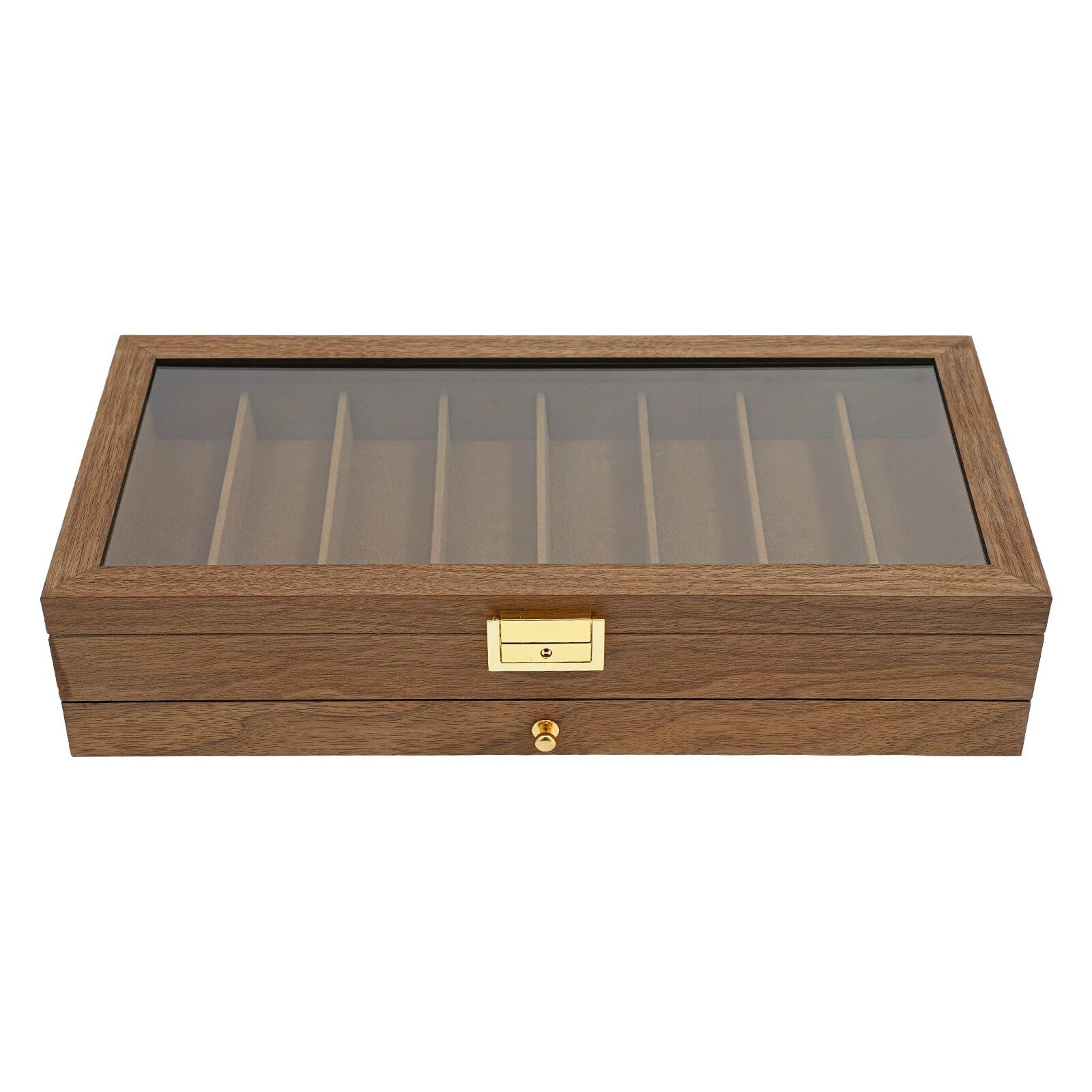 2 Tier Knife Display Case With Lock Glass Lid Knife Storage Box For Collectors 4
