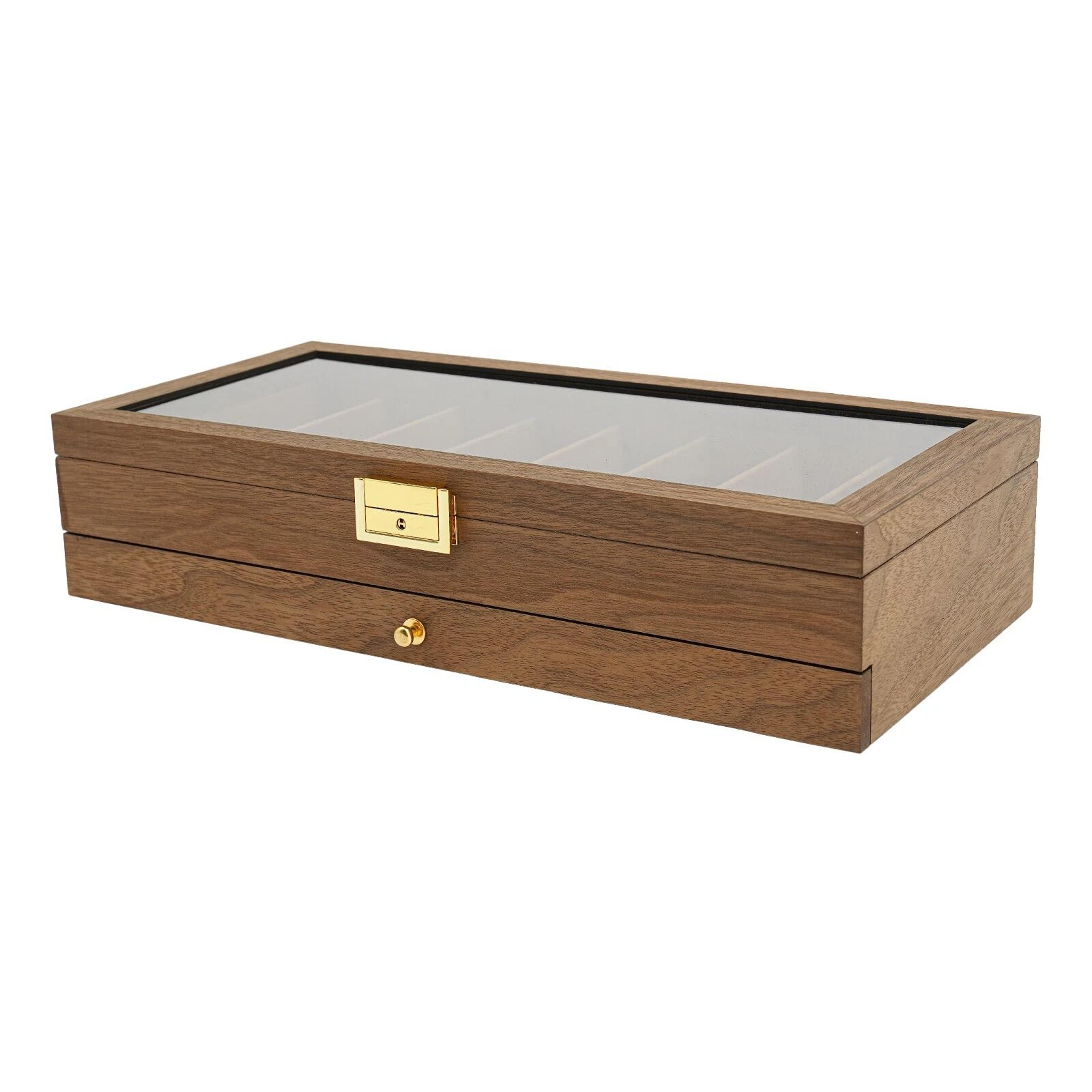 2 Tier Knife Display Case With Lock Glass Lid Knife Storage Box For Collectors 8