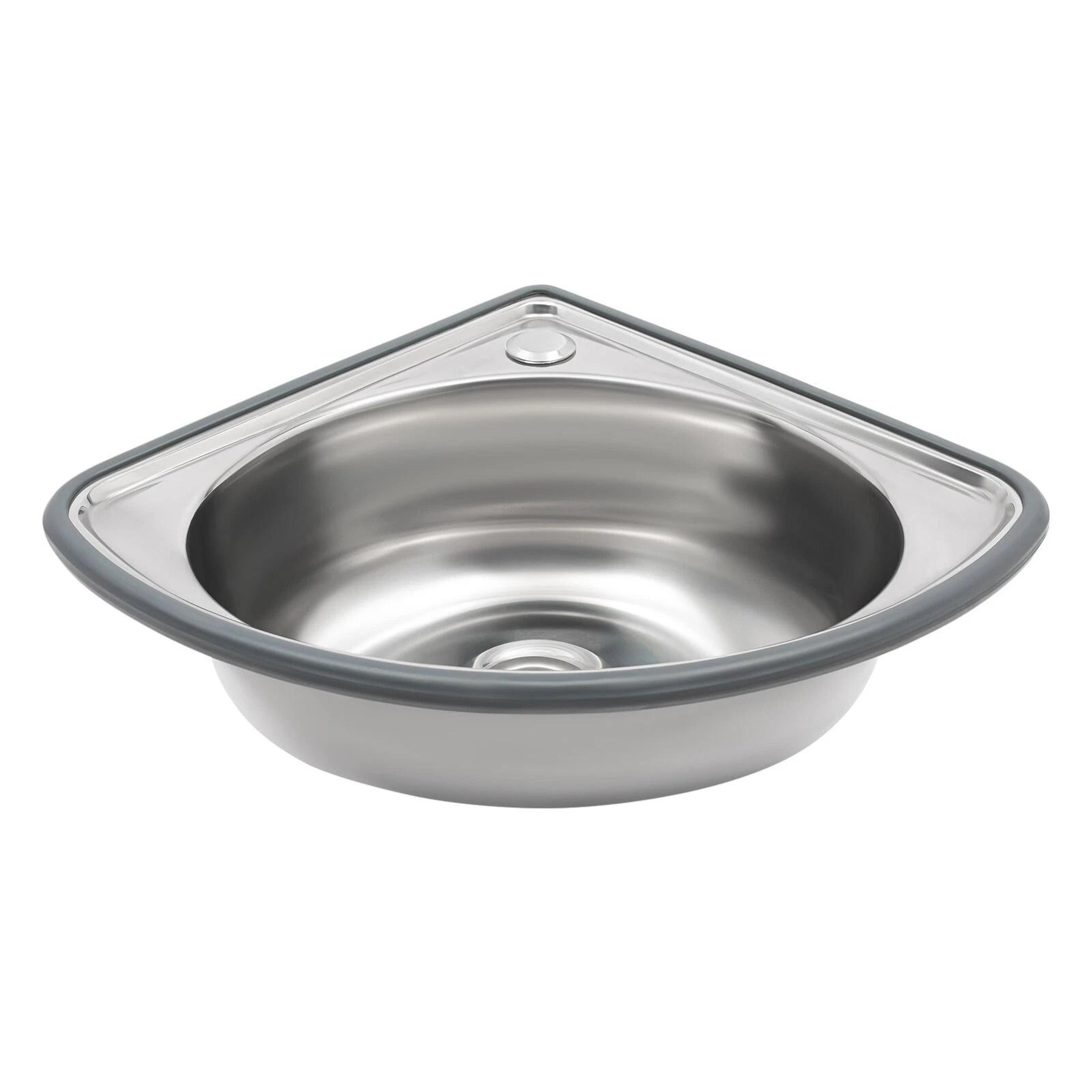 Stainless Steel Wall Mount Corner Bathroom Sink With Overflow For Small Spaces 1