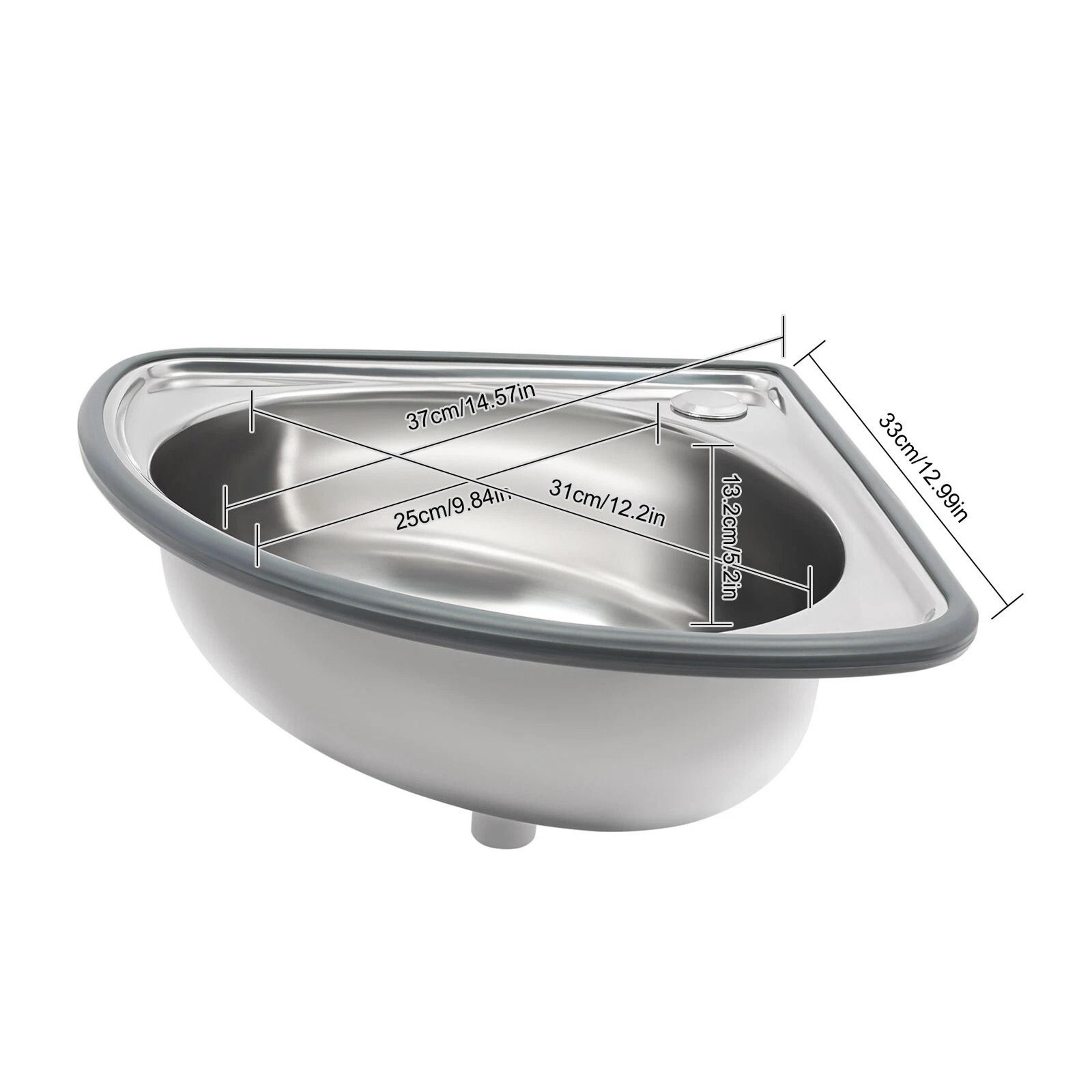 Stainless Steel Wall Mount Corner Bathroom Sink With Overflow For Small Spaces 10
