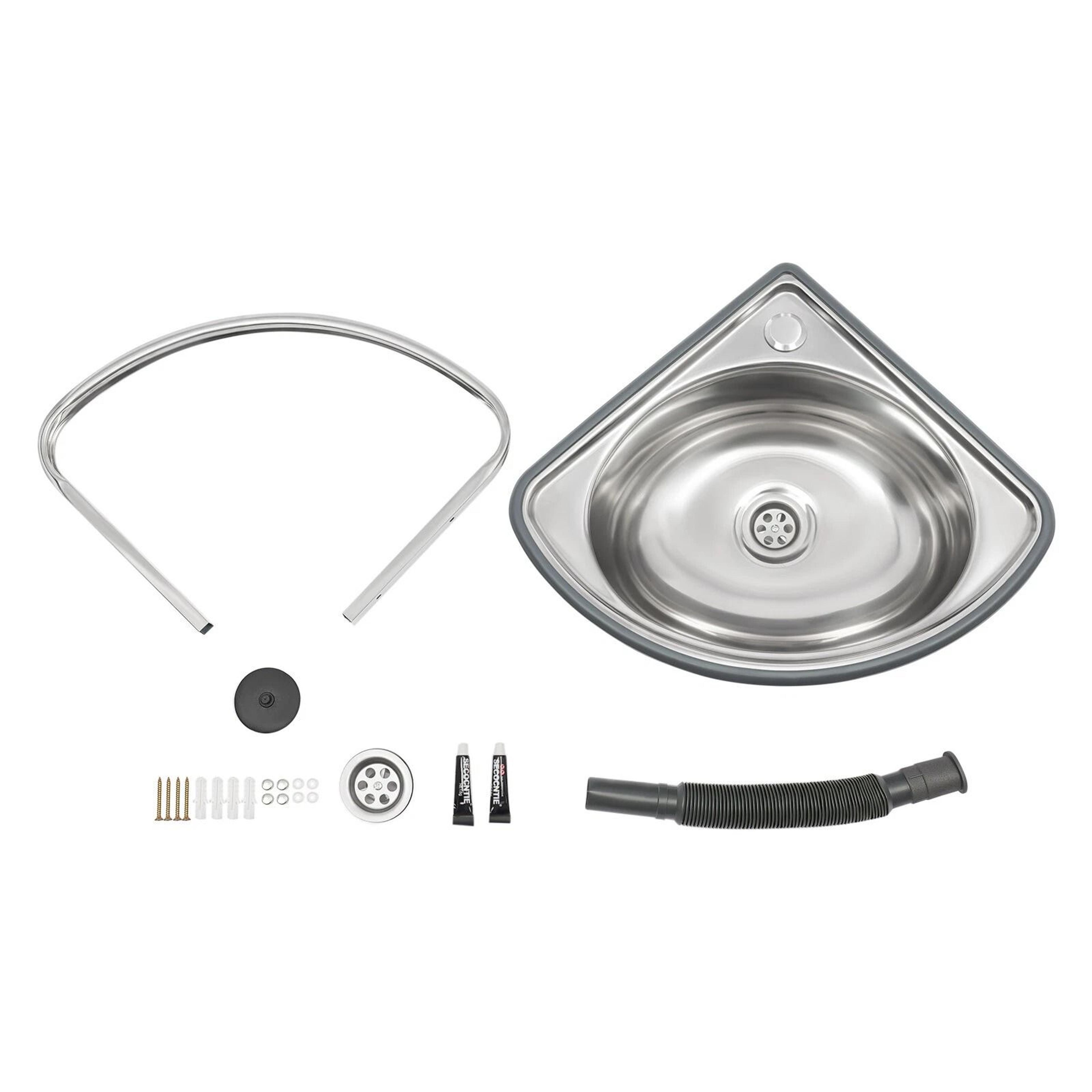 Stainless Steel Wall Mount Corner Bathroom Sink With Overflow For Small Spaces 5