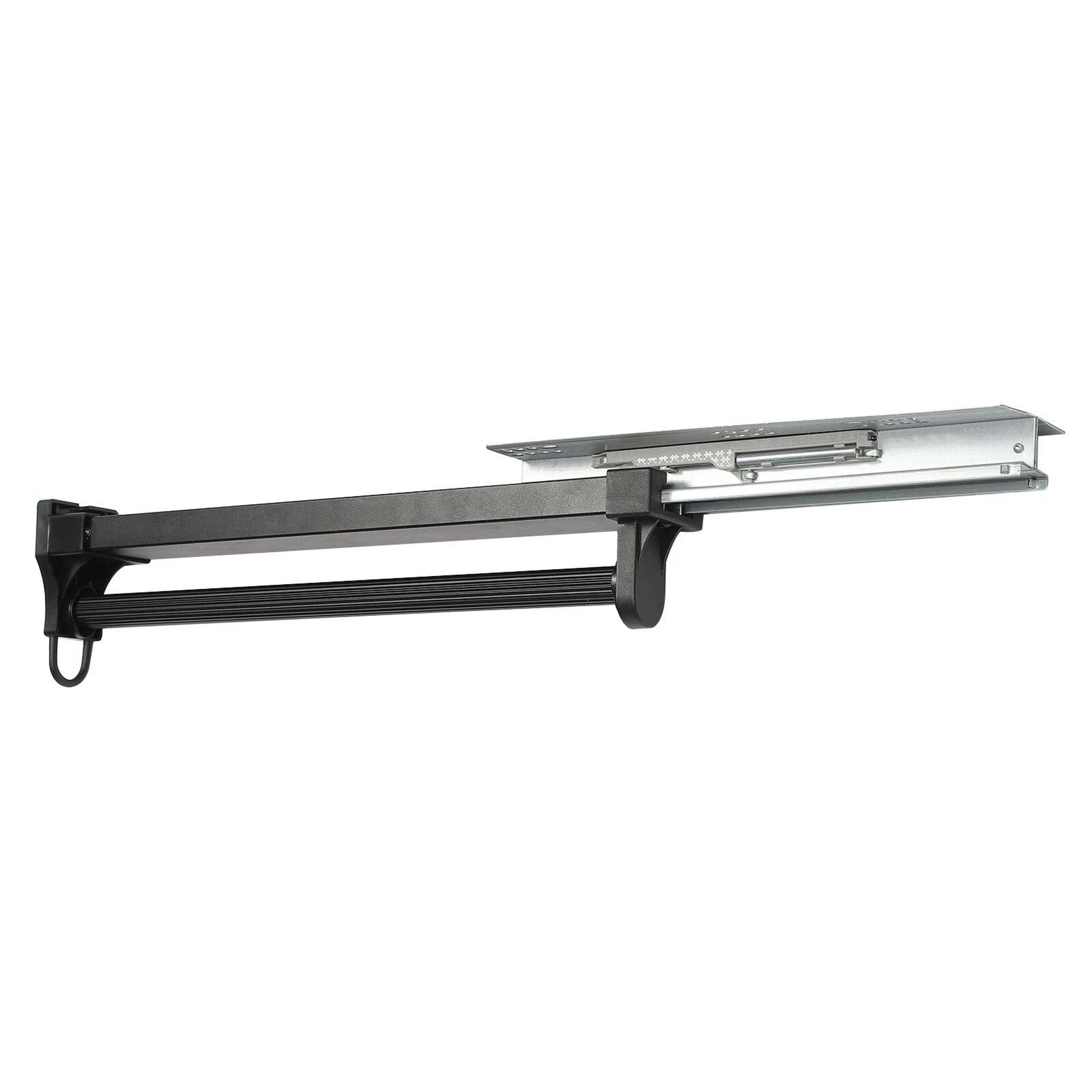 Adjustable Pull Out Closet Rod Black Wardrobe Clothes Hanger Rail 10