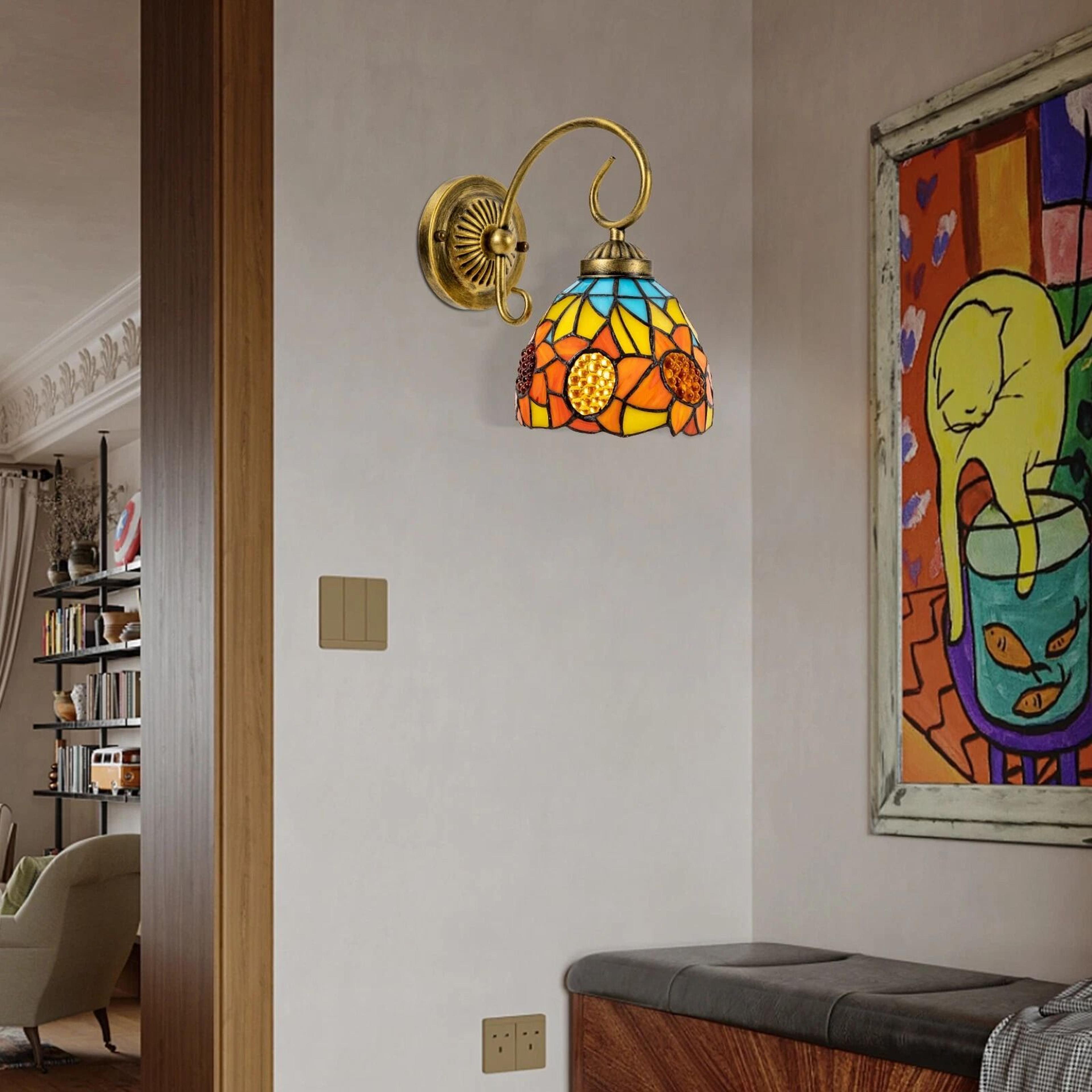 tiffany style stained glass wall sconce lamp vintage indoor e26 wall light