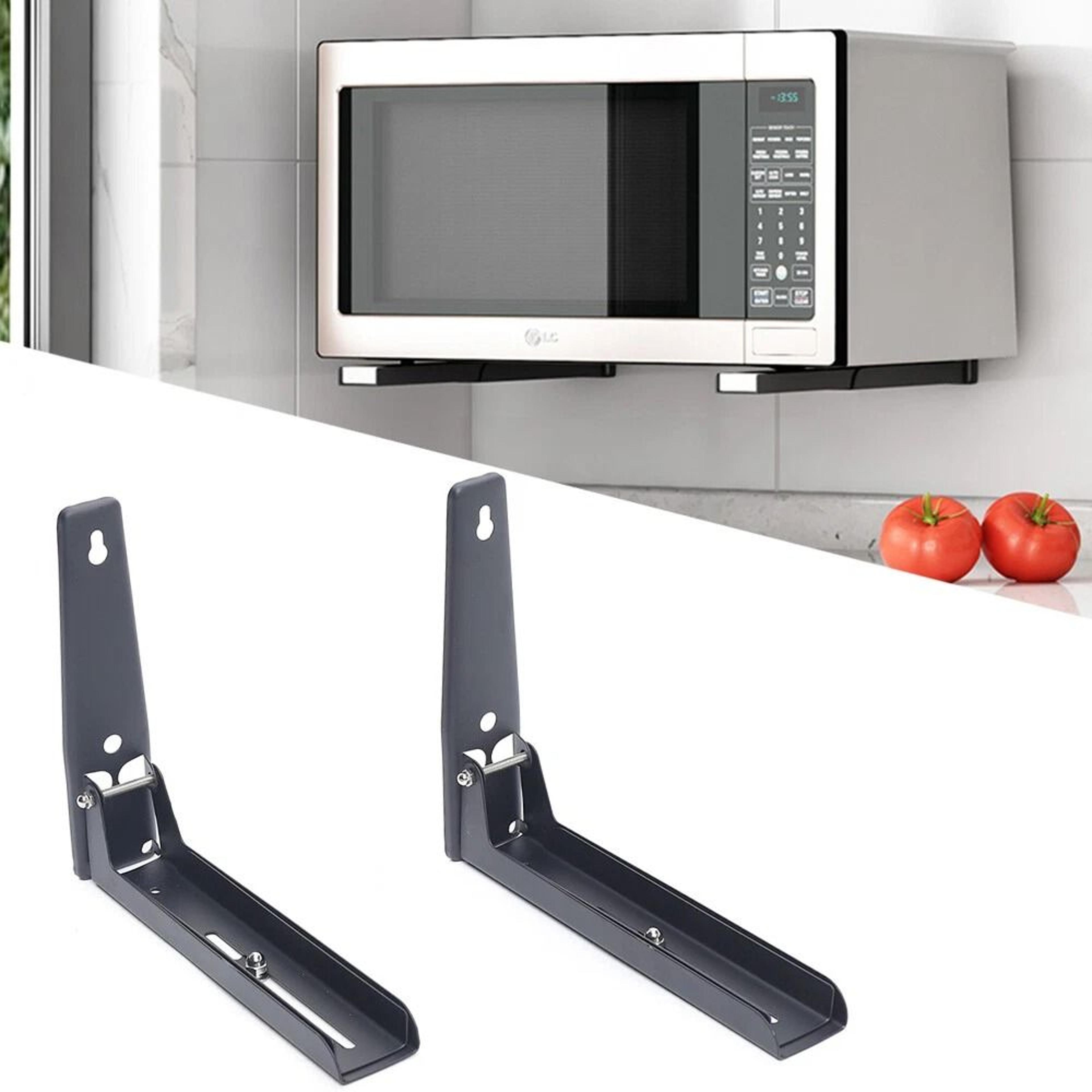 foldable stainless steel microwave wall mount rack for space saving kitchen storage