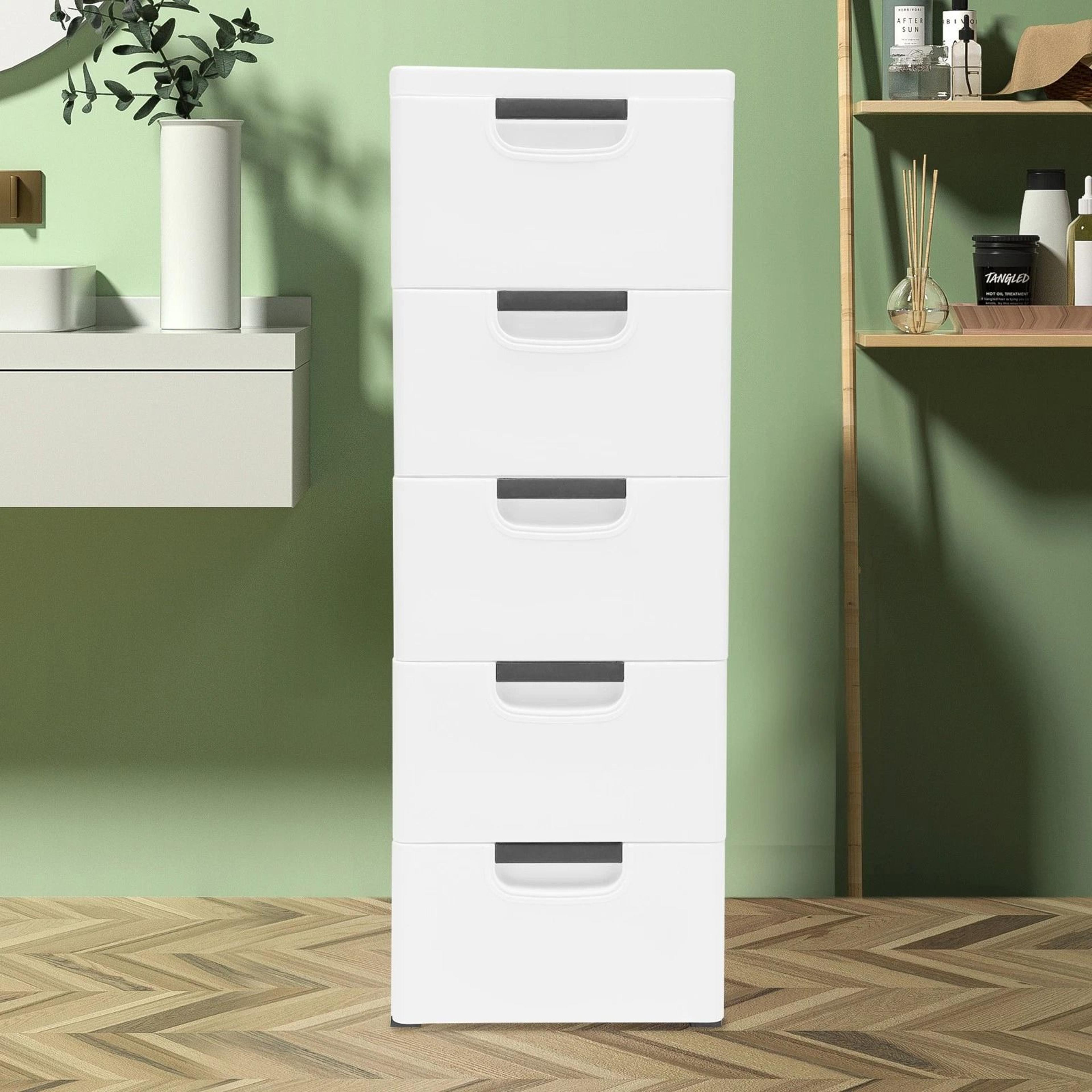slim 5 drawer vertical clothes storage tower for closet bedroom and small spaces