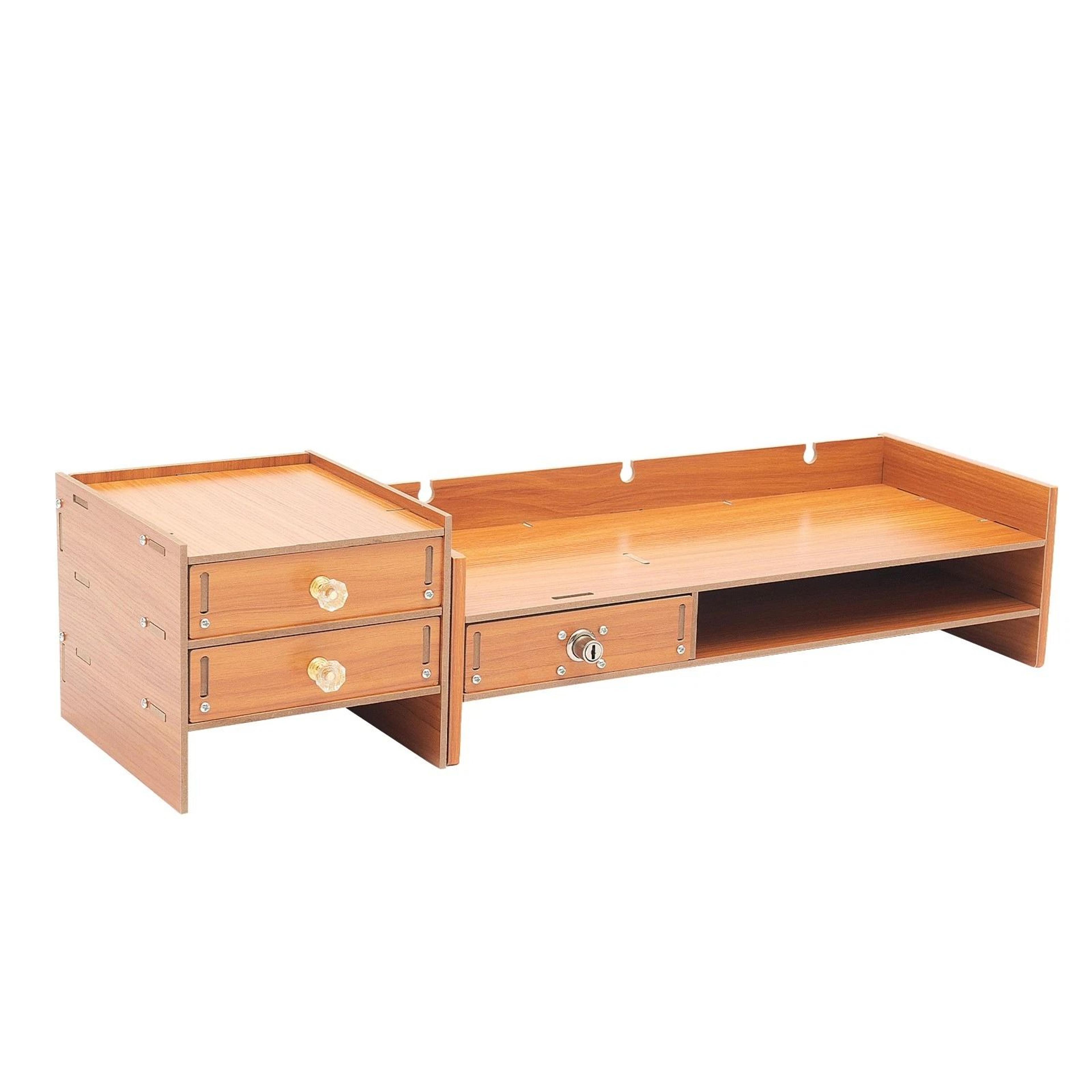 premium wooden desk organizer with drawers desktop storage & office drawer organizer