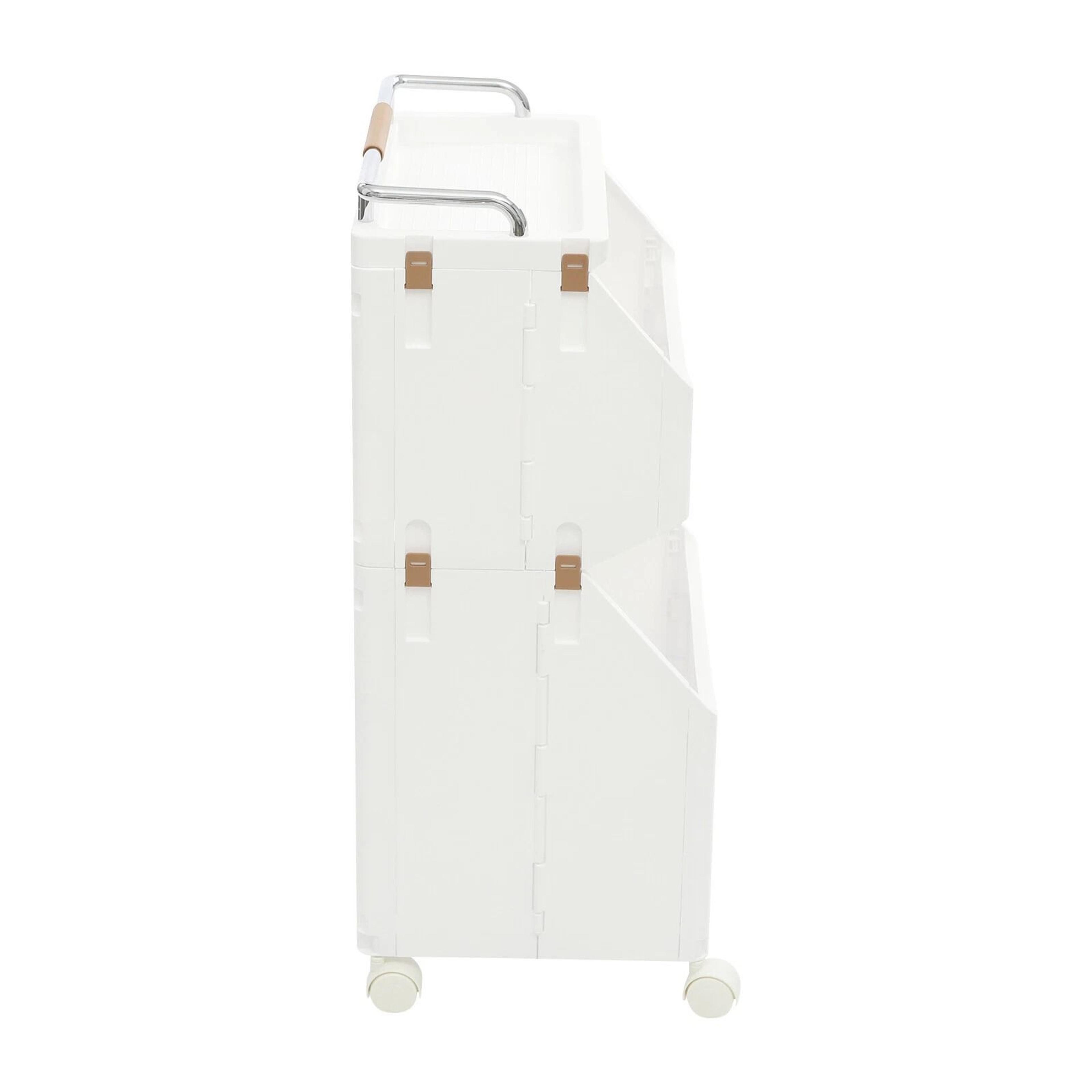 Premium 2 Tier Rolling Laundry Basket  Collapsible Laundry Hamper Space Saving Clothes Storage Cart 3