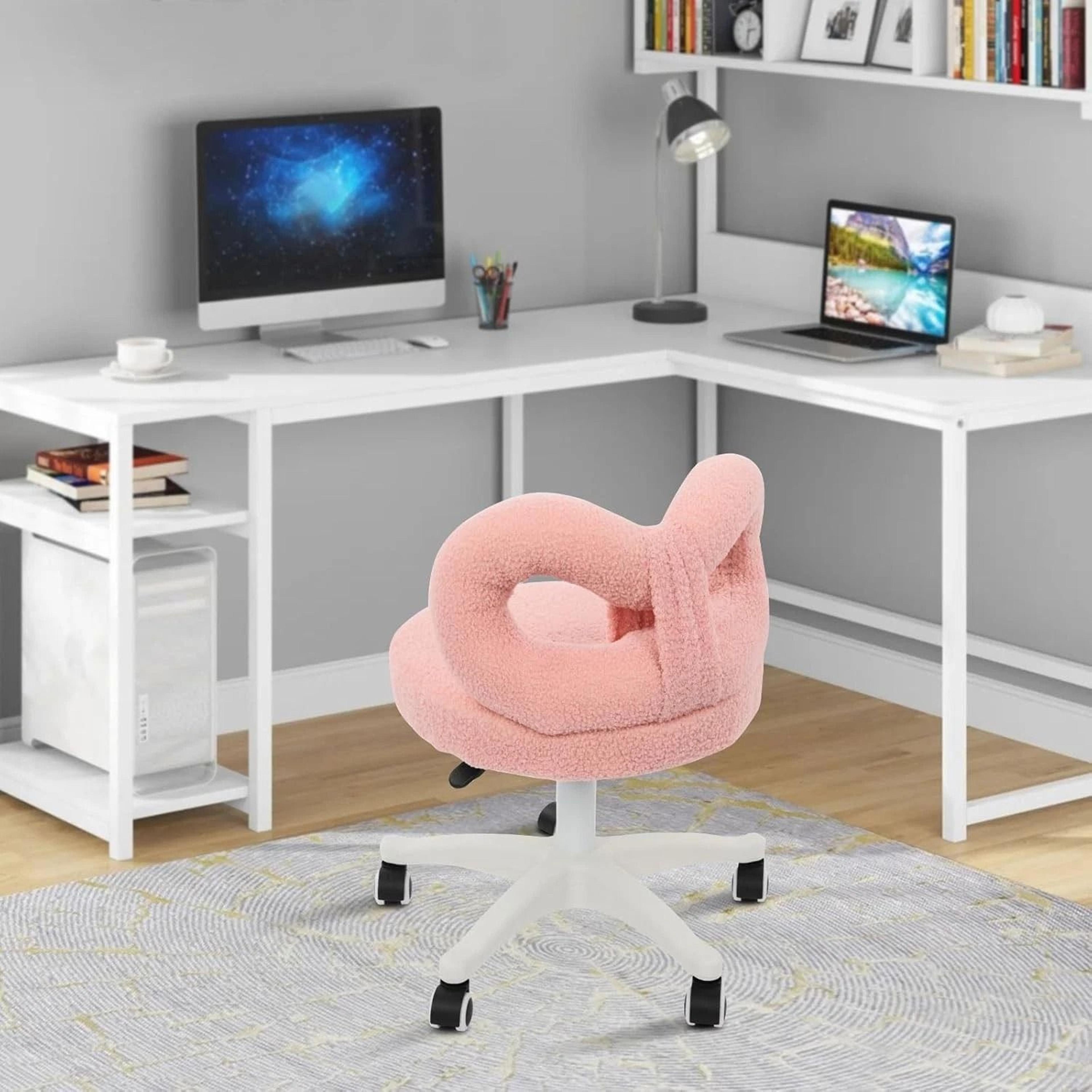 Stylish Pink Swivel Desk Chair Adjustable Office  Computer Desk Chair For Home And Workspaces 7