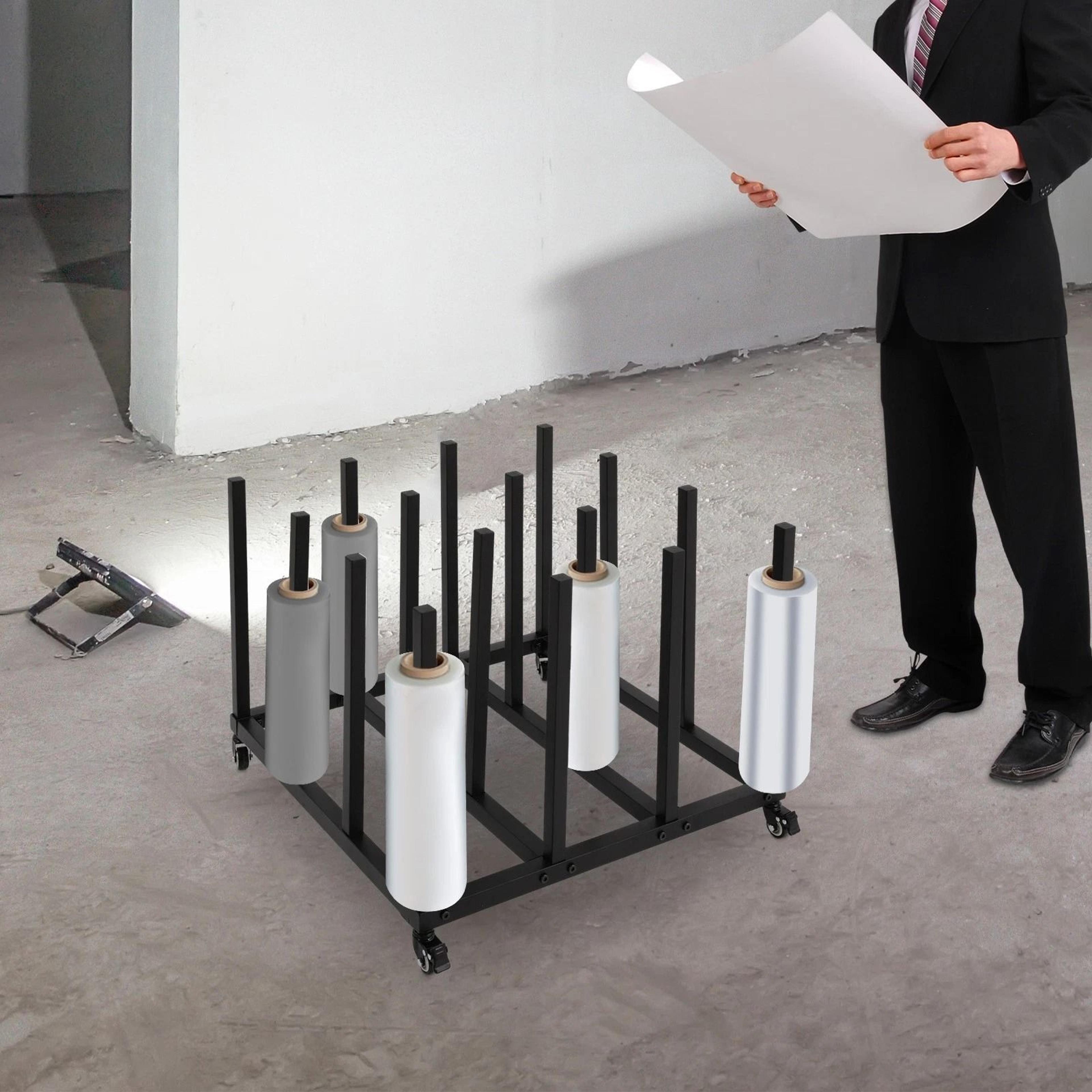 premium mobile blueprint storage stand 16 roll storage cart & roll file organizer