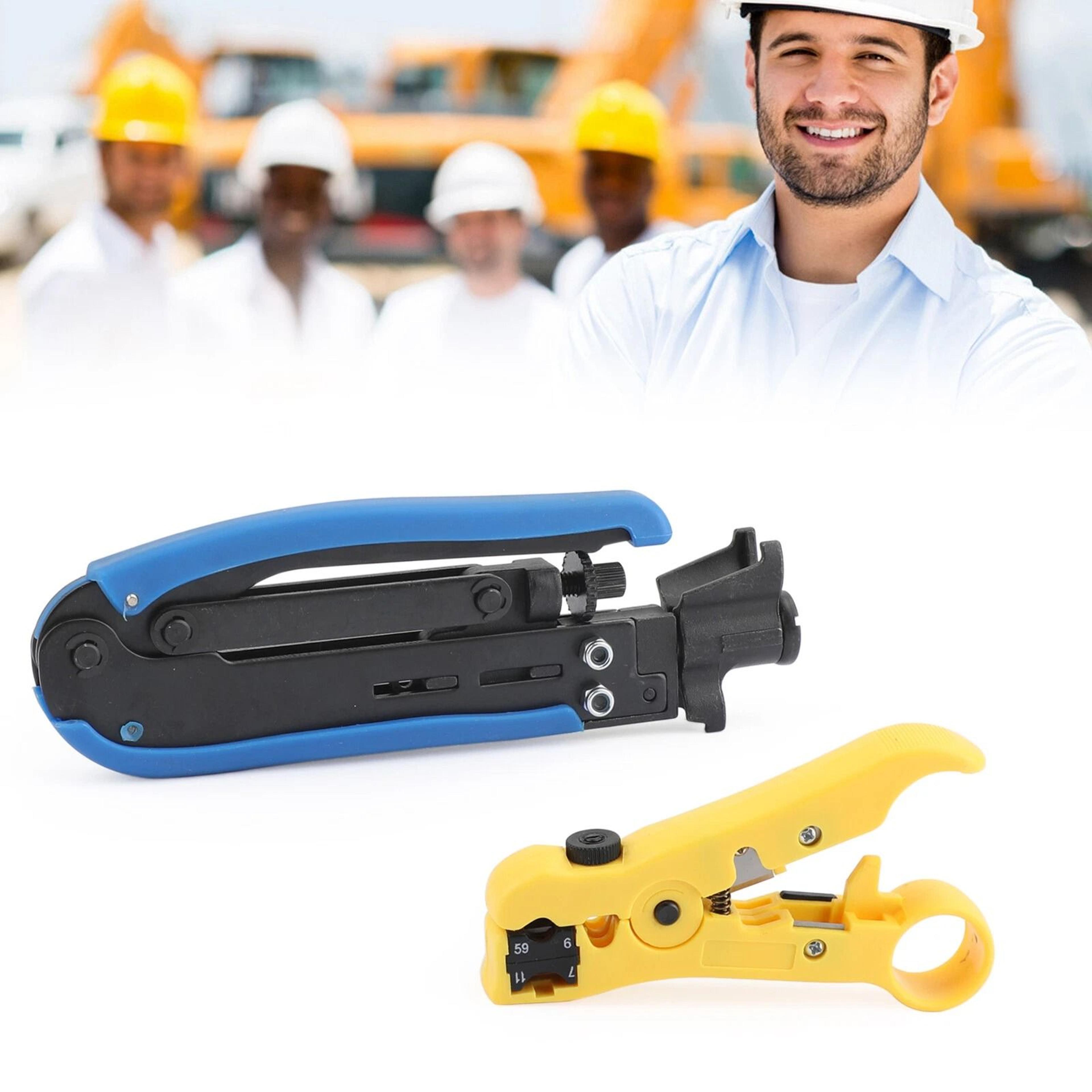 premium coaxial cable compression tool & rg6 crimper stripper for rg59 rg11 f connectors