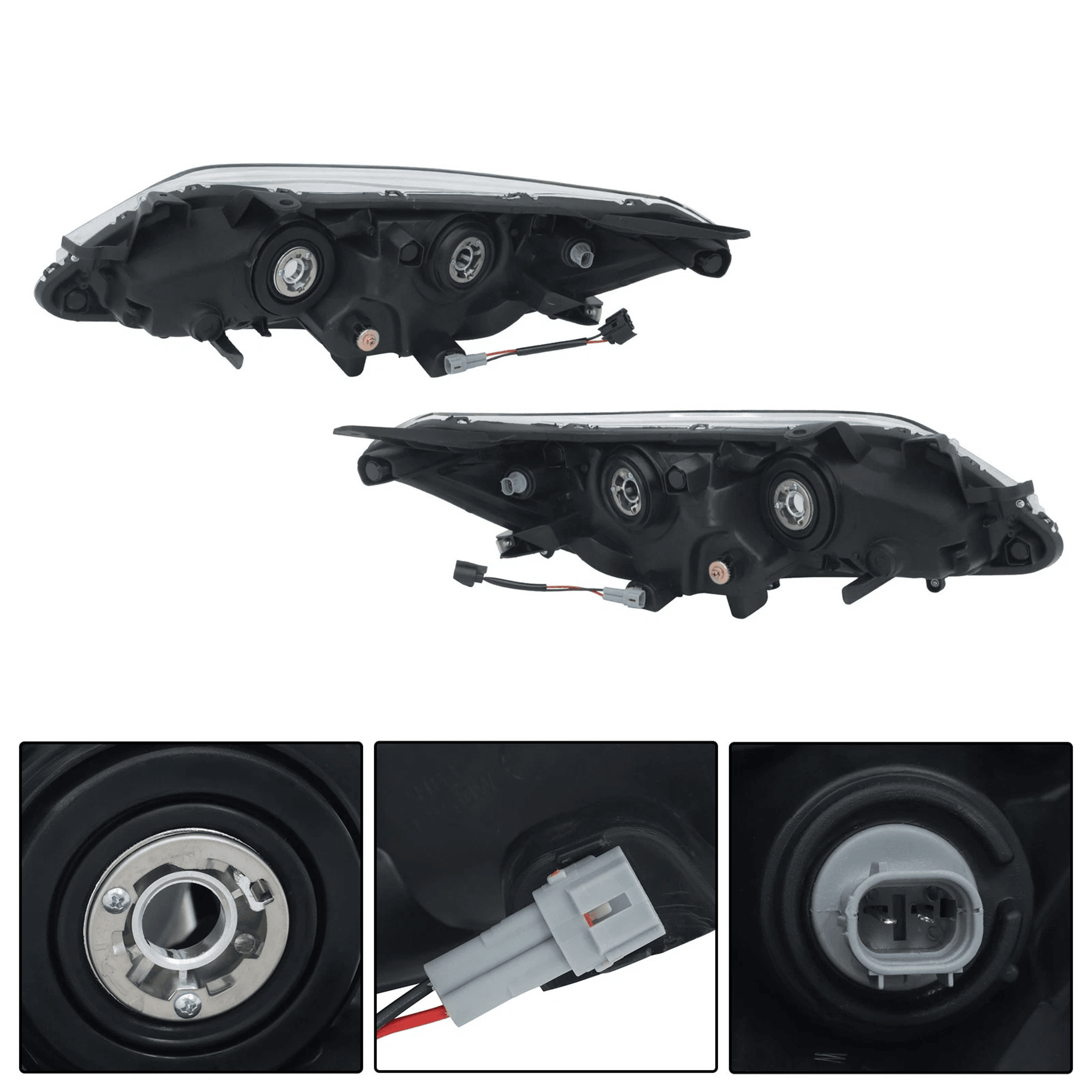 Premium Headlight Pair For Toyota Avalon Halogen Projector Black Housing 1