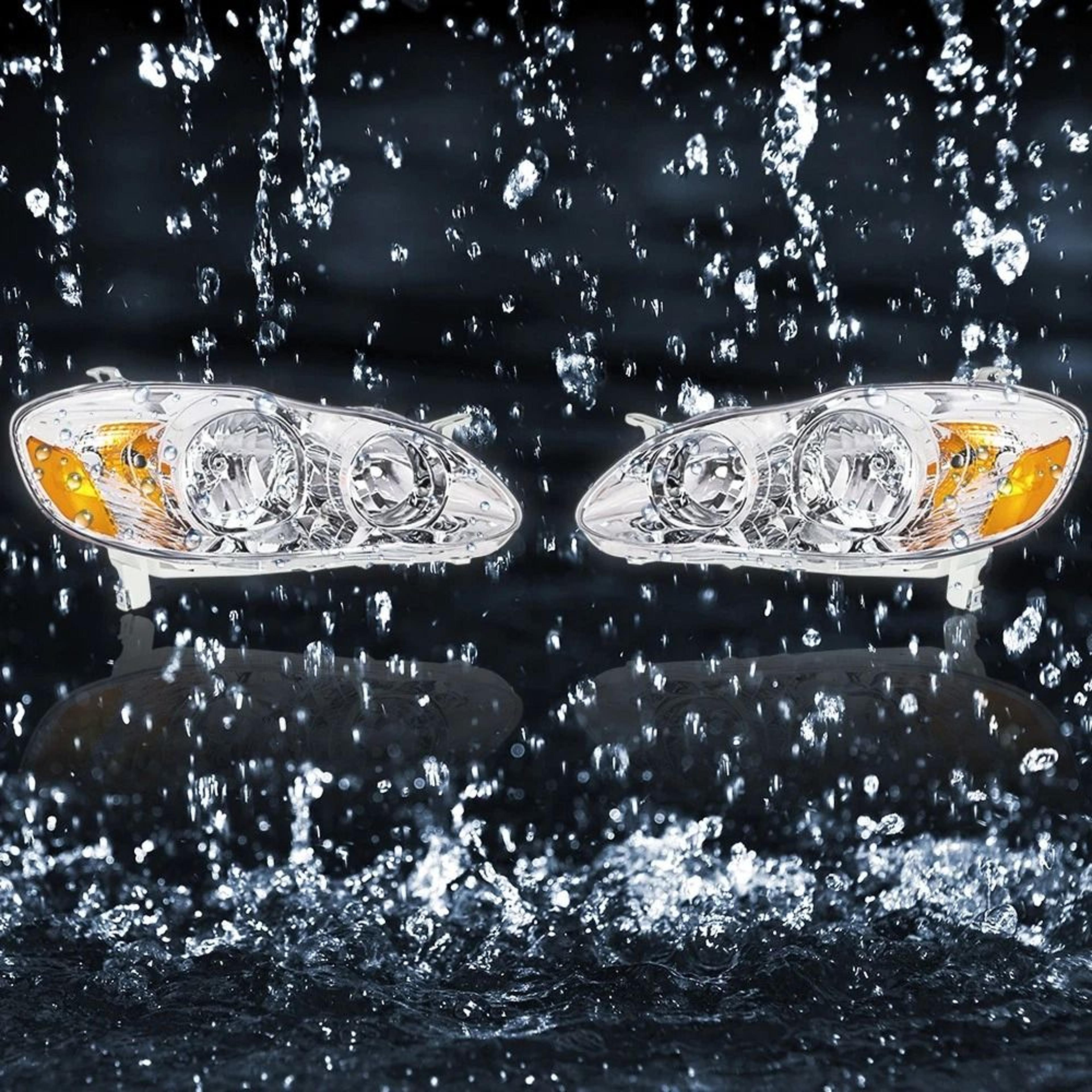 Premium Front Toyota Corolla Headlights Pair Chrome Housing Direct Replacement 3