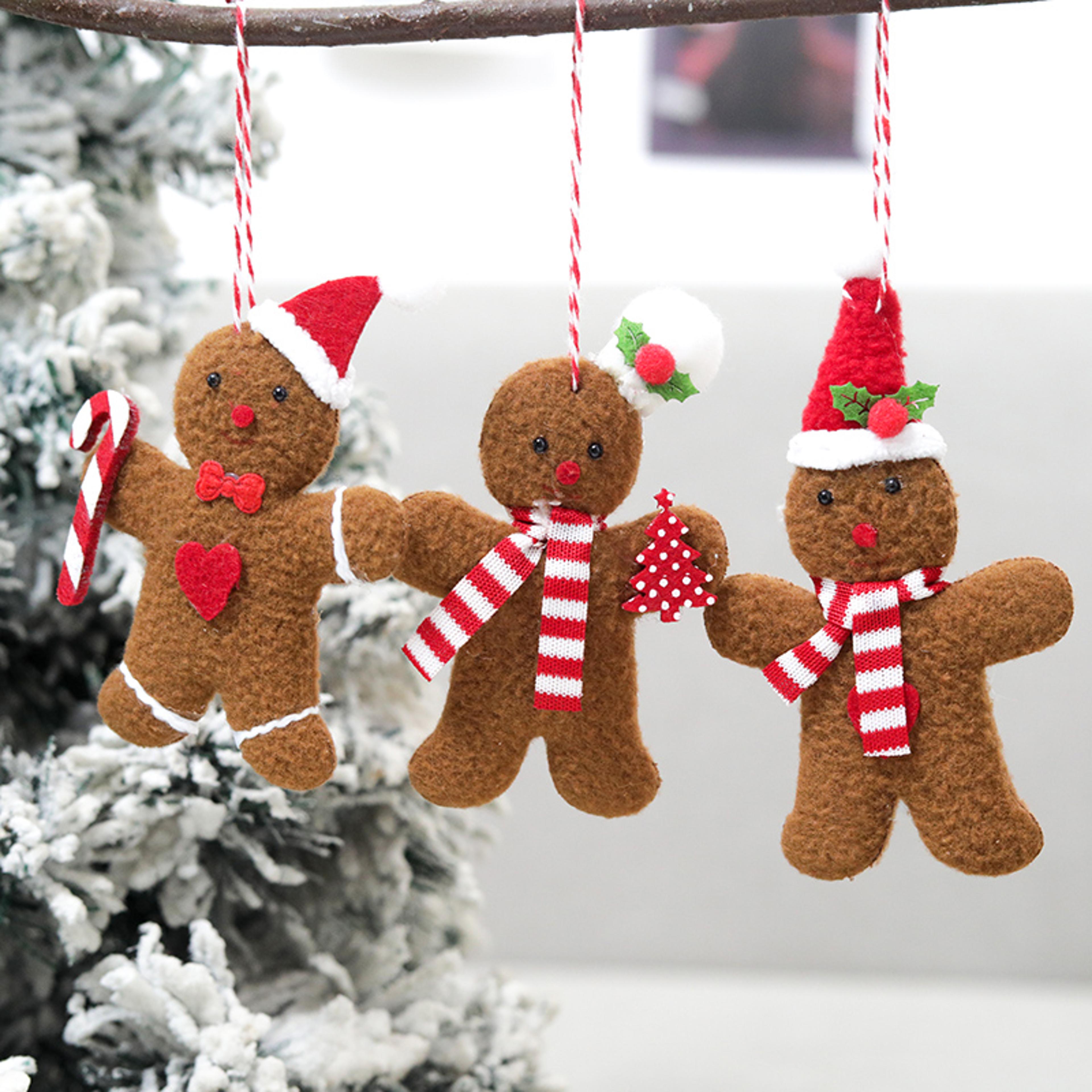 gingerbread man christmas new year decoration, plush home doll, xmas tree hanging ornament, indoor table pendant