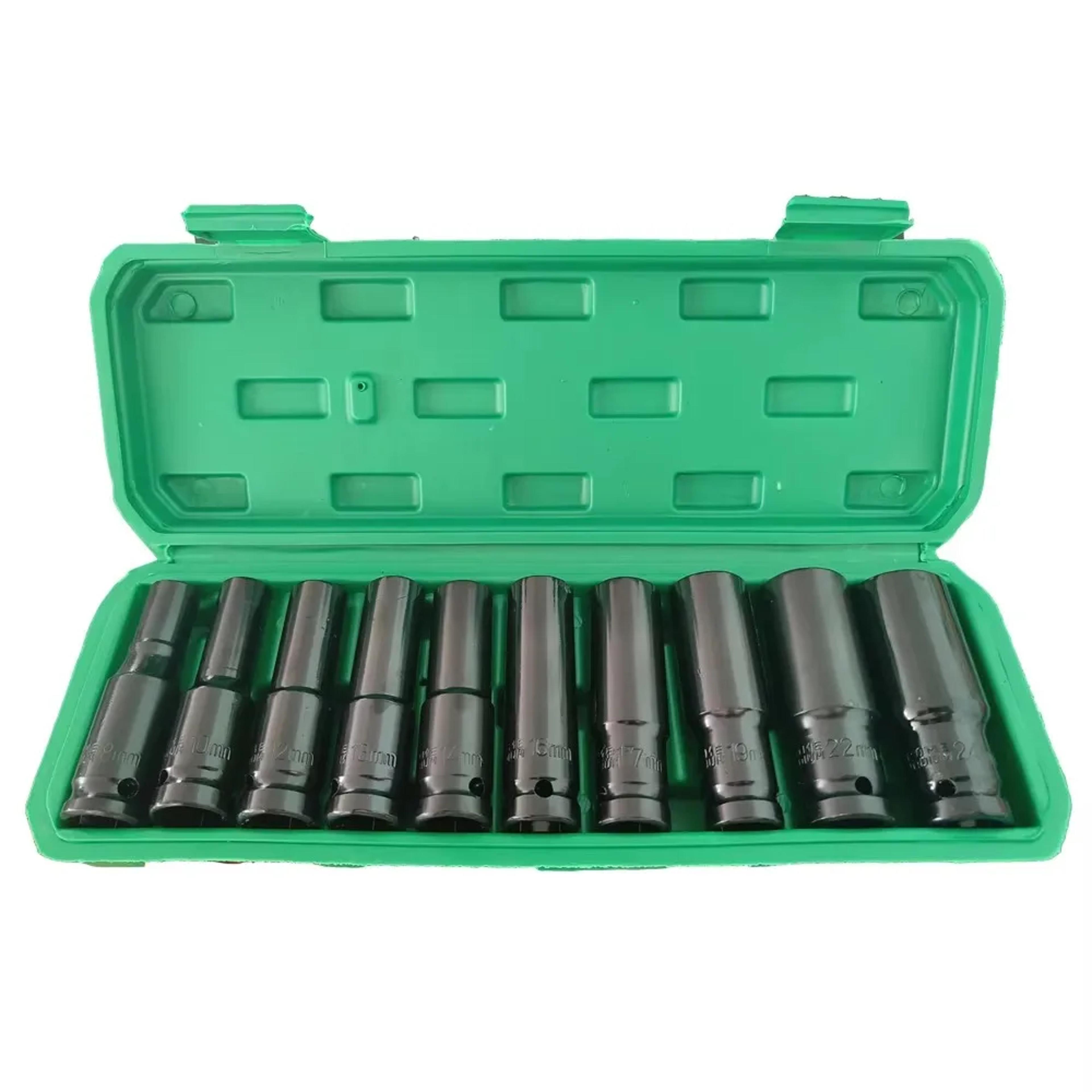 impact socket set, universal drive metric deep socket wrench, air pneumatic repair tools set