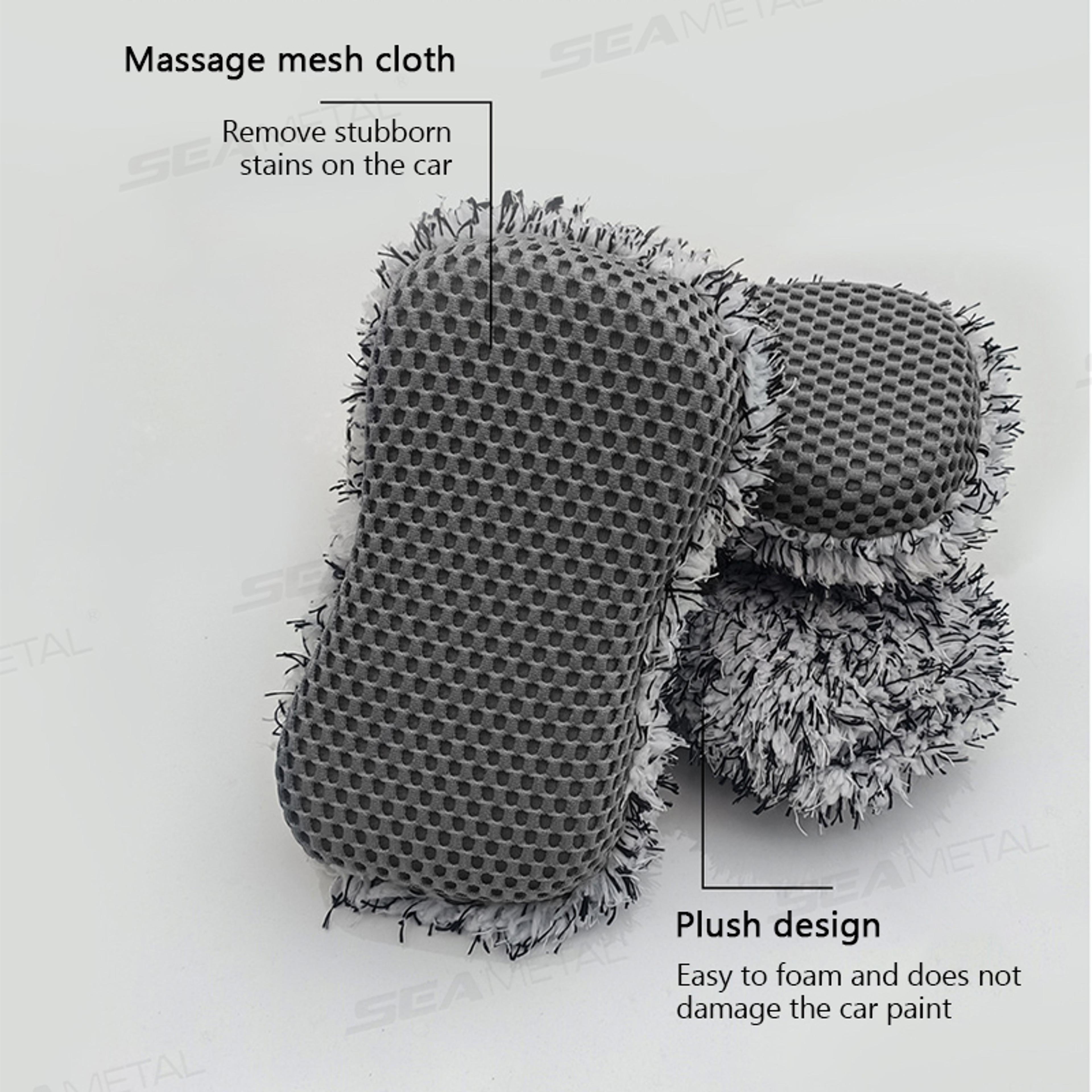 TwoSided Microfiber Car Wash Sponge Plush Massage Net Wheel Cleaning Brush Dust Remover ScratchFree 2