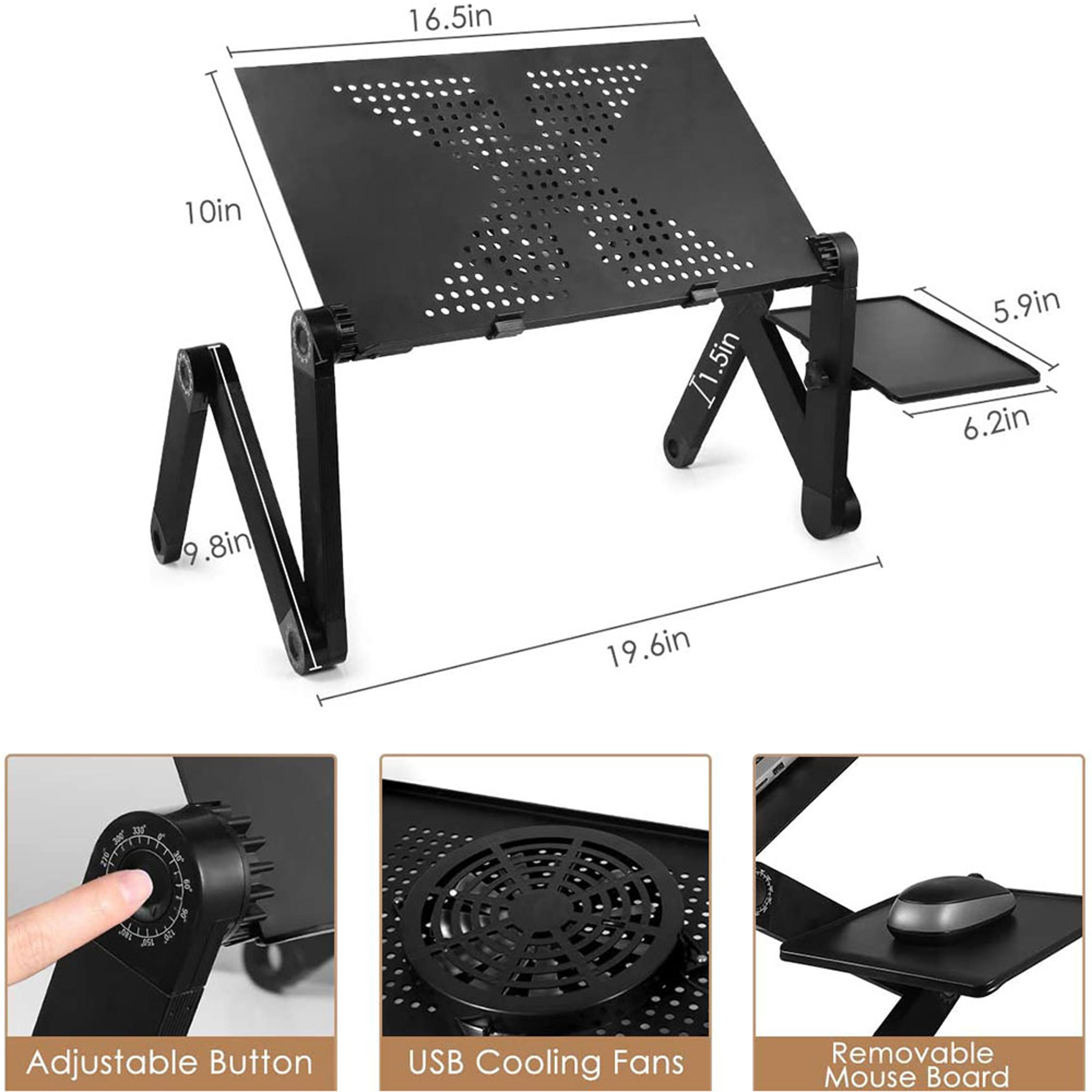Foldable Adjustable Laptop Stand Aluminum Laptop Desk With Large Cooling Fan  Mouse Pad For Bed Sof 4