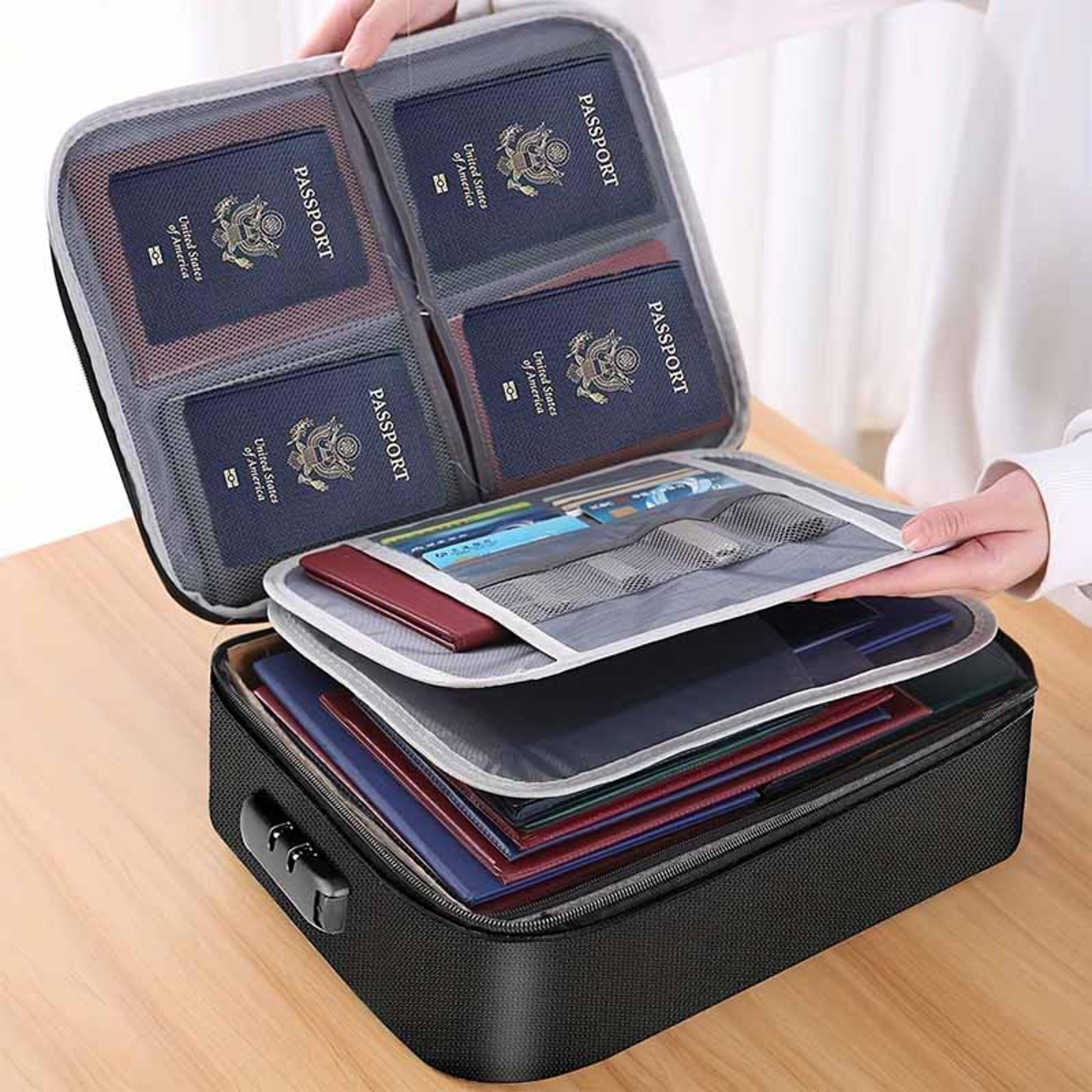 Waterresistant Zipper Portable Laptop Fireproof Black Document Bag Multicompartment File Certificat 1