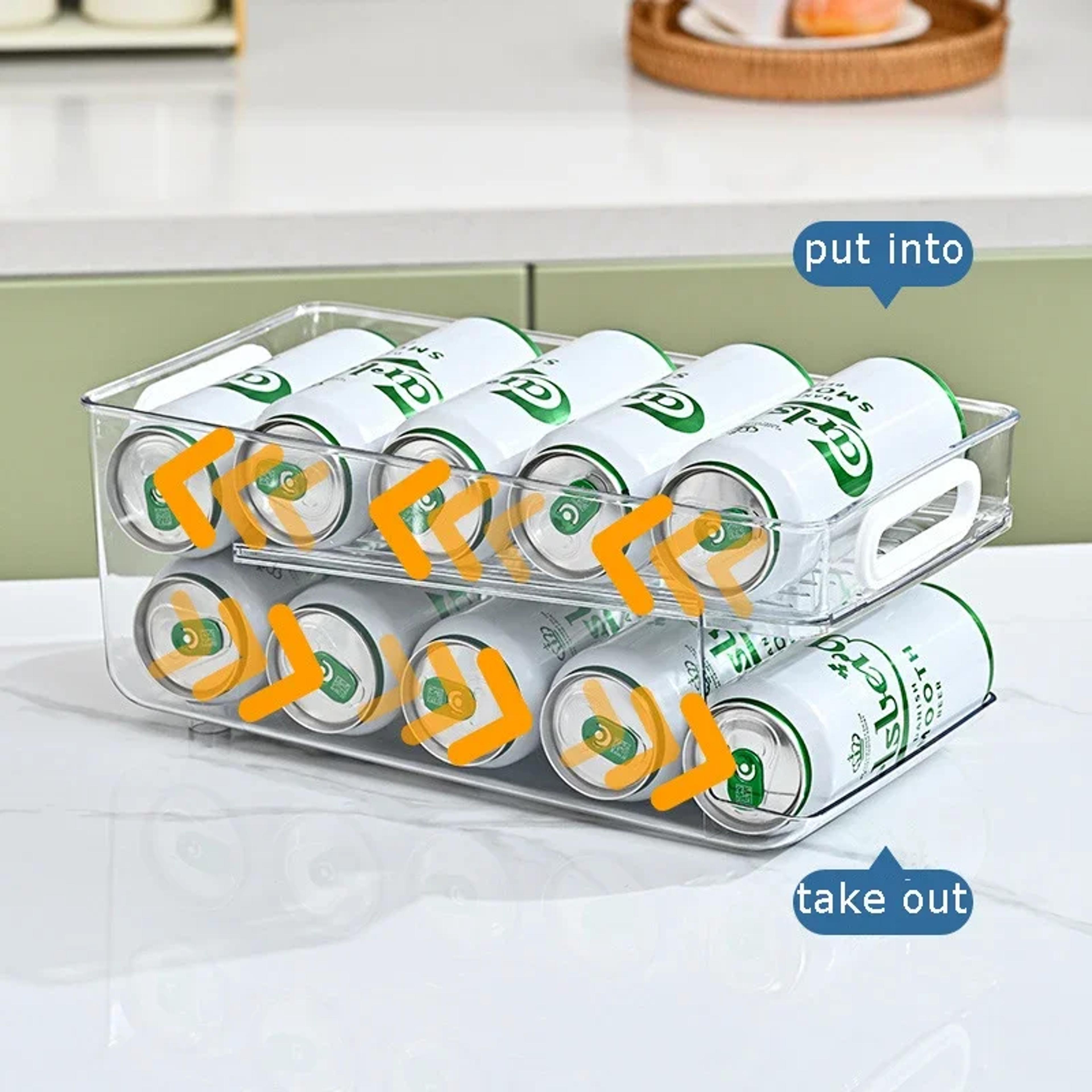 Pop Soda Can Dispenser For Fridge Stackable Refrigerator Organizer Bins Beverage Holder Clear Plast 3