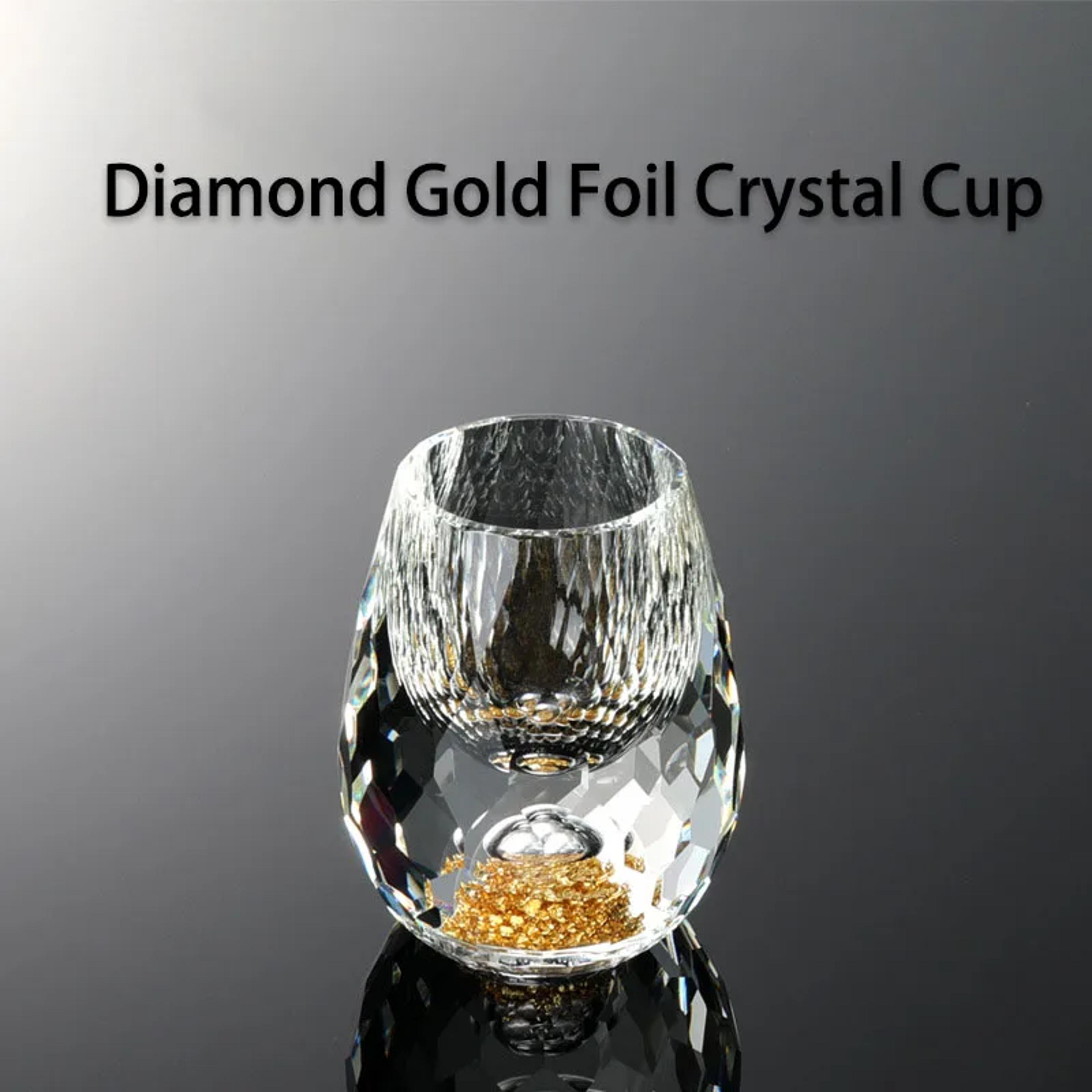 Luxury Crystal Glass Vodka Sake Shochu Glass Double Bottom Gold Foil Tea Cup Highend Bar Liqueur Pe 1