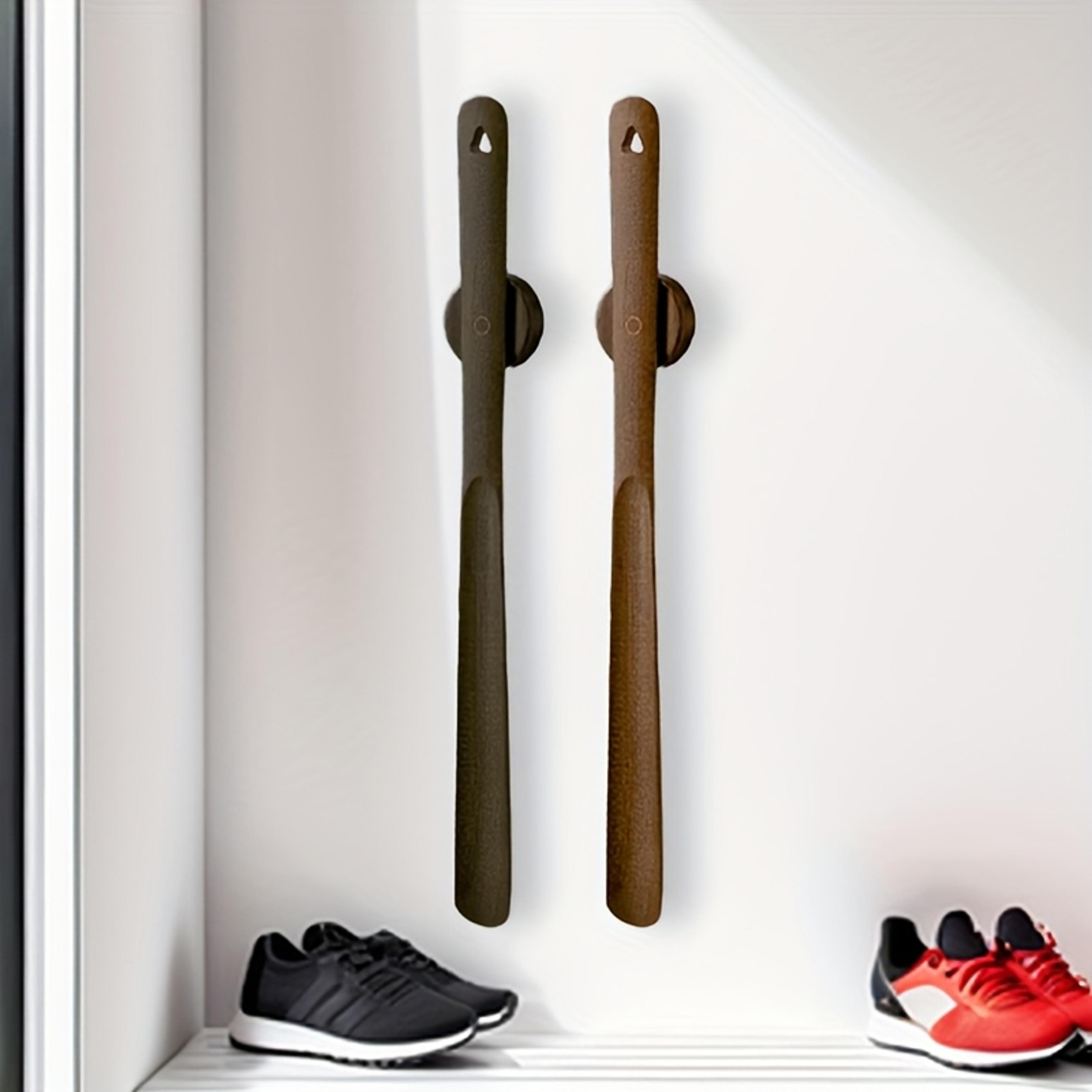 smooth beech wood long handle shoe horn, premium magnetic base for effortless use, perfect for shoes