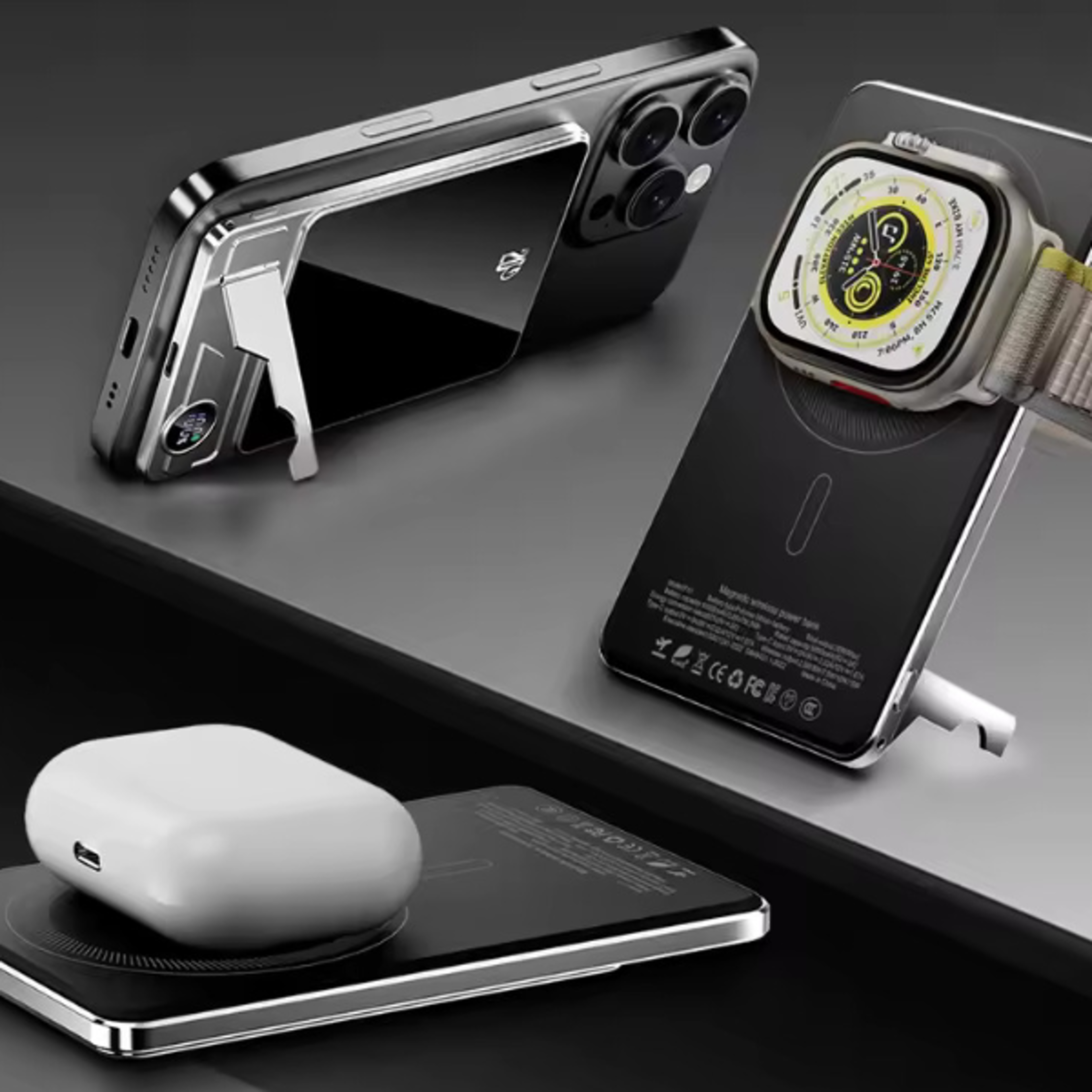 wireless fast charging power bank, ultra-thin magnetic portable battery