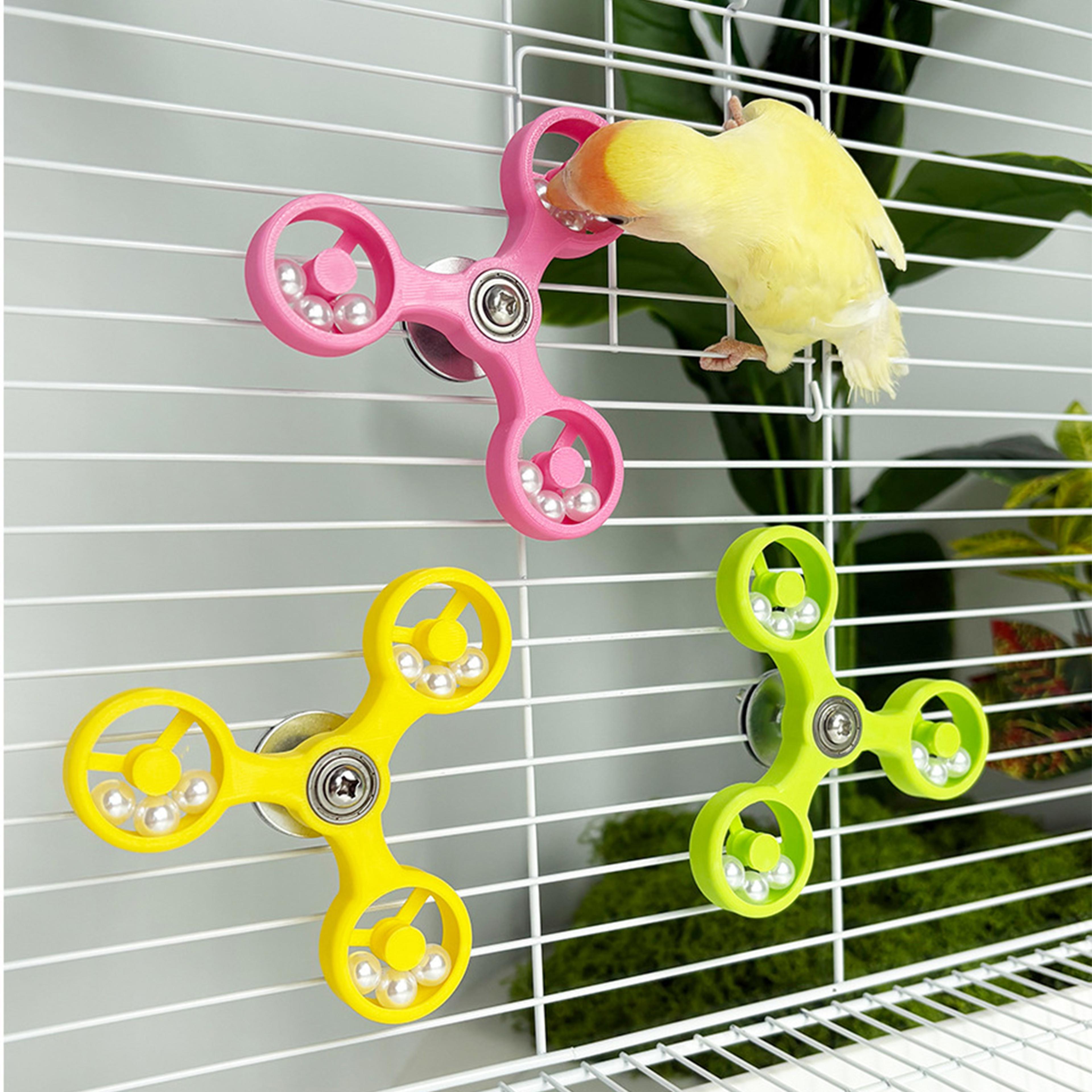 rotating bird toys for parrots, interactive parrot toy for bird cage, mental stimulation & entertainment, parrot cage