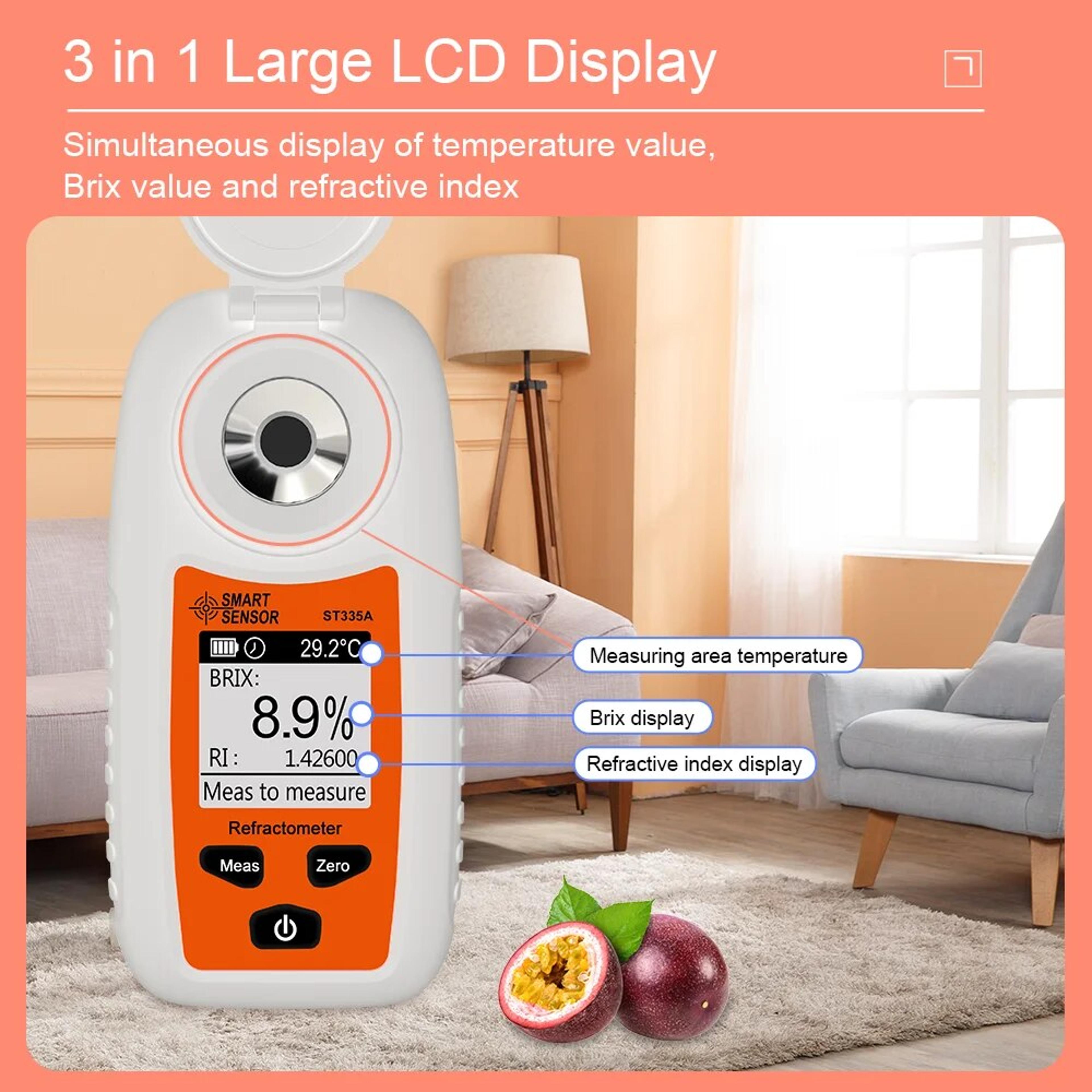 Digital Refractometer Brix Meter With ATC For Fruit Juice Beverage Sugar Content Measurement LCD Sa 2
