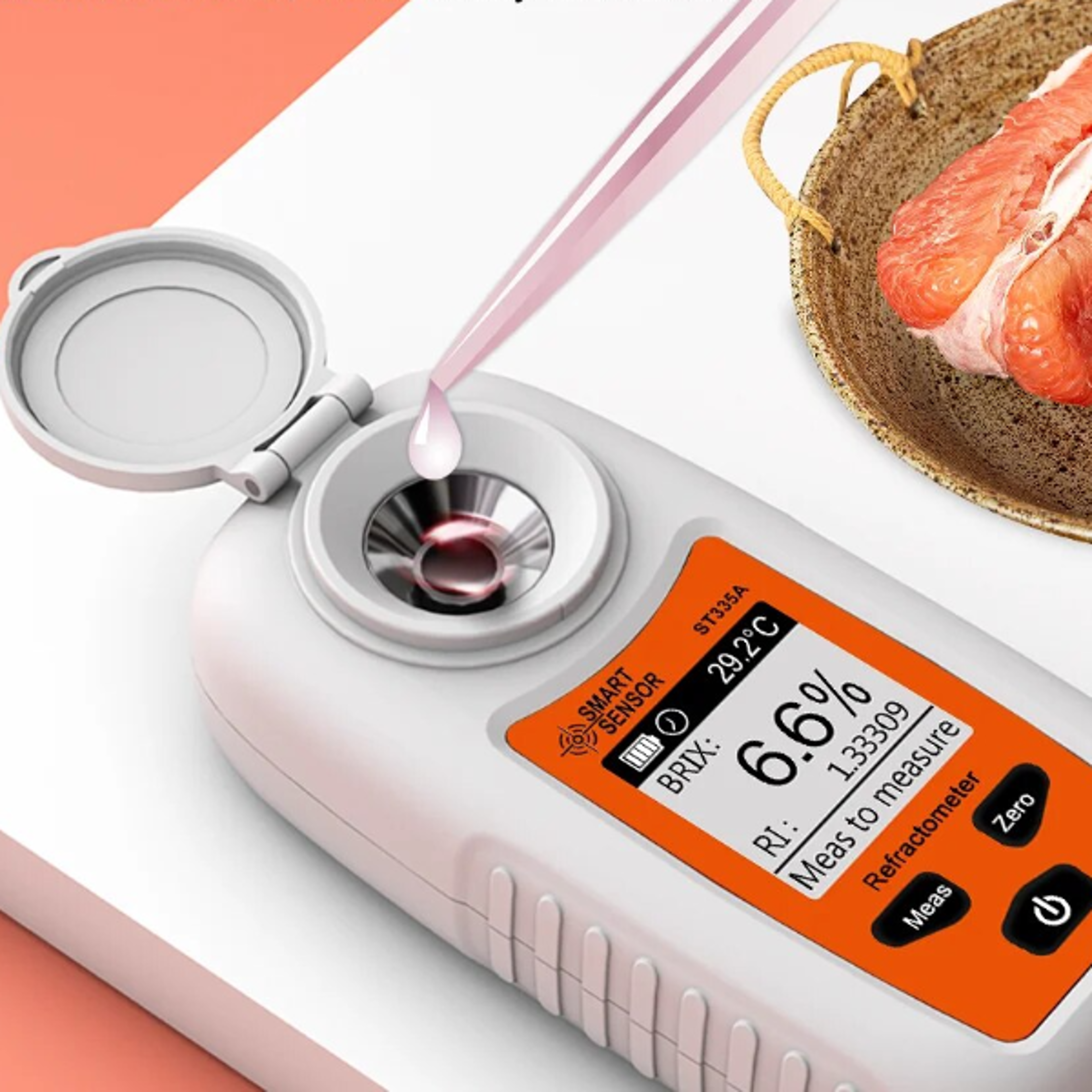 digital refractometer brix meter with atc for fruit juice, beverage, sugar content measurement, lcd saccharometer