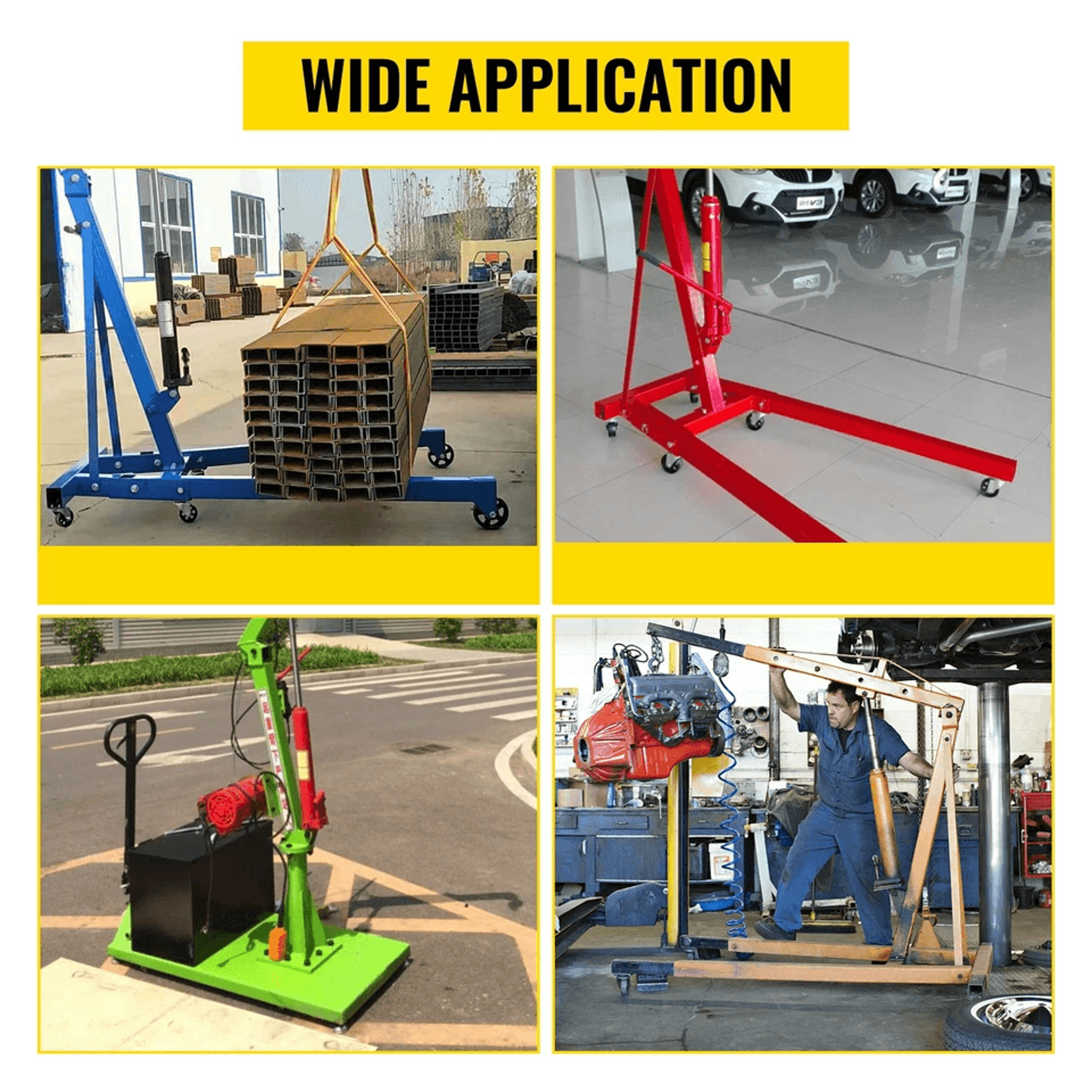 Flat Base Manual Engine Hoist Lift For Heavy Duty Vehicles Hydraulic Long Ram Jack 3