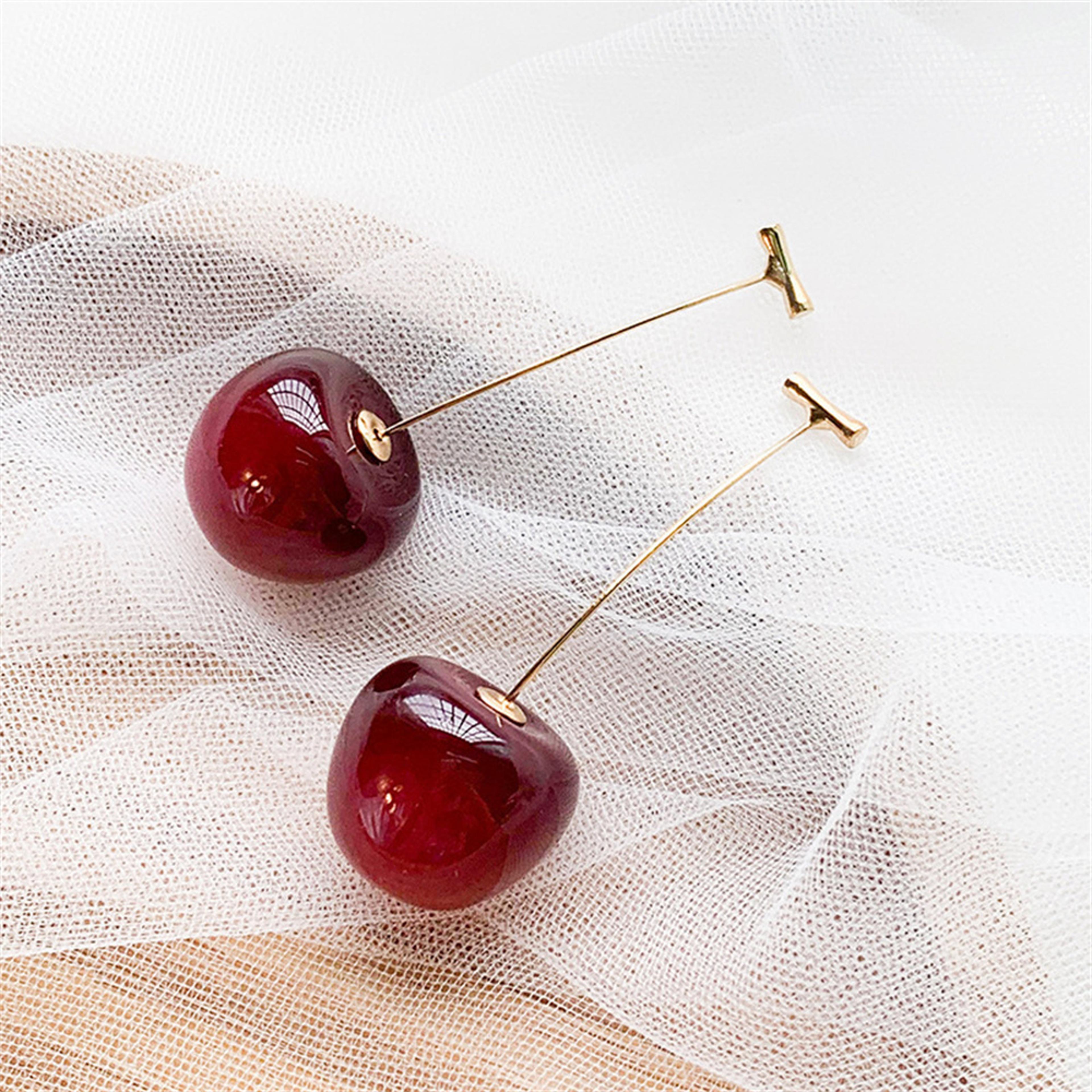 acrylic cherry drop earrings trendy k-pop fruit dangle earrings for women